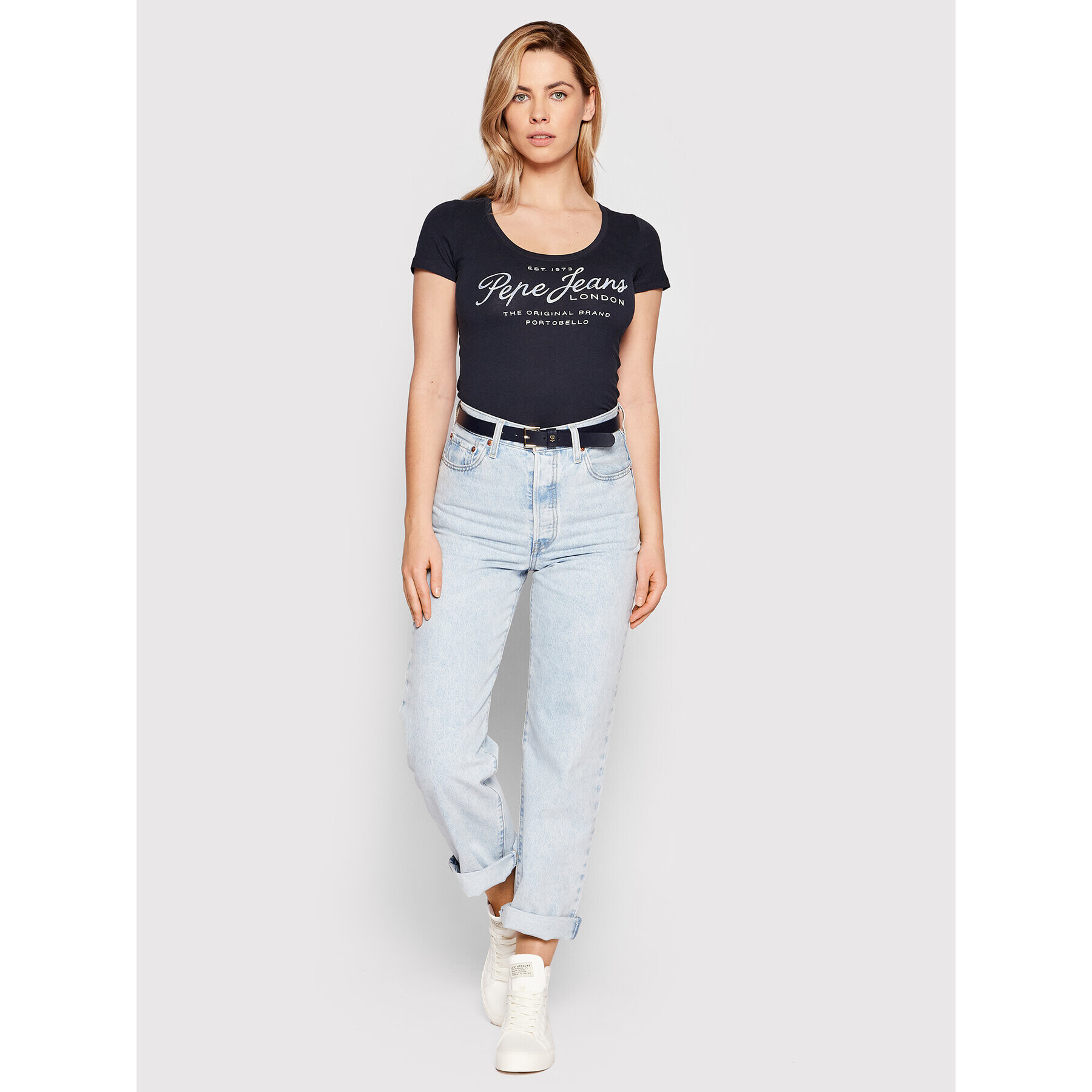 Pepe Jeans T-Shirt Baia PL505123 Tmavomodrá Regular Fit - Pepit.cz