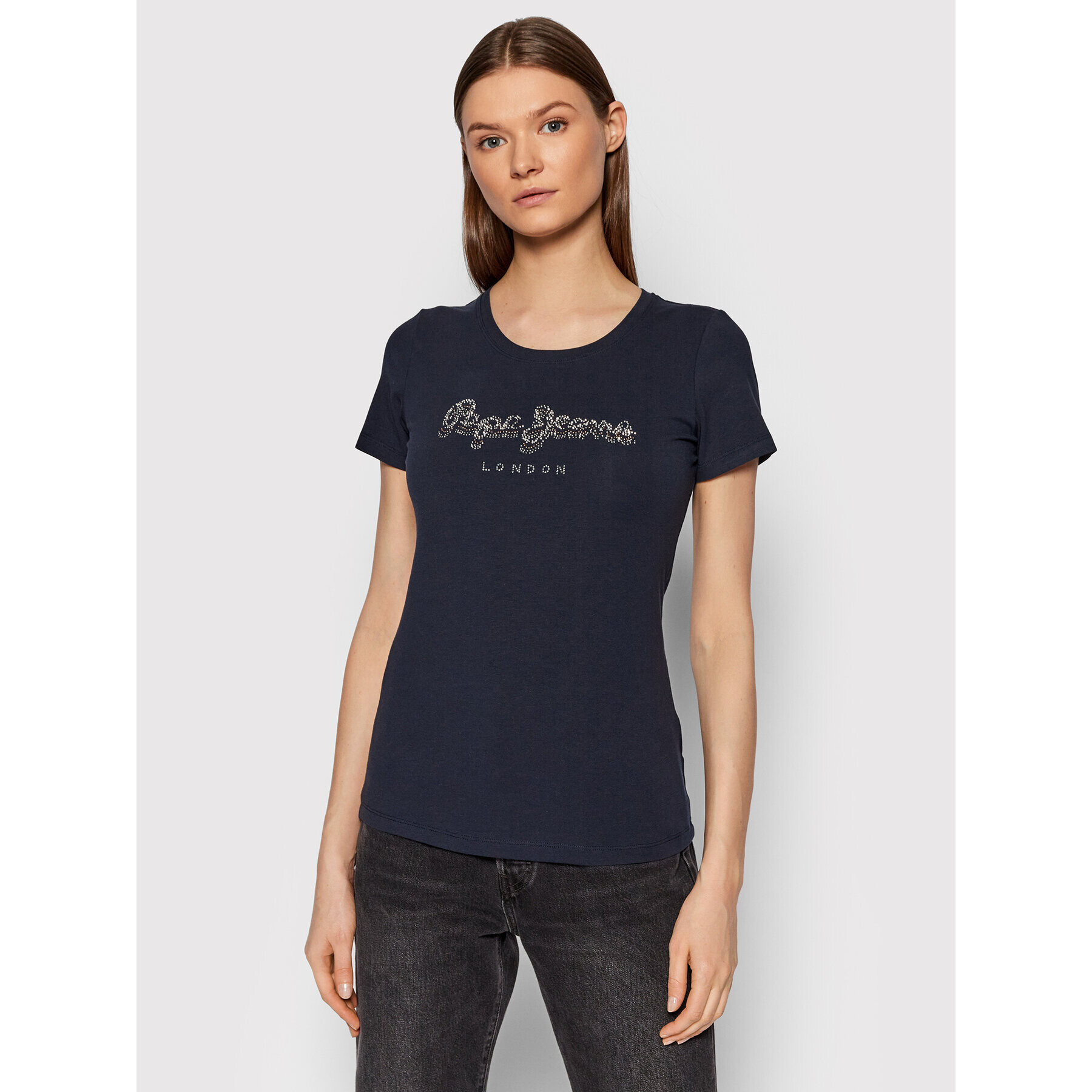 Pepe Jeans T-Shirt Beatrice PL504434 Tmavomodrá Slim Fit - Pepit.cz