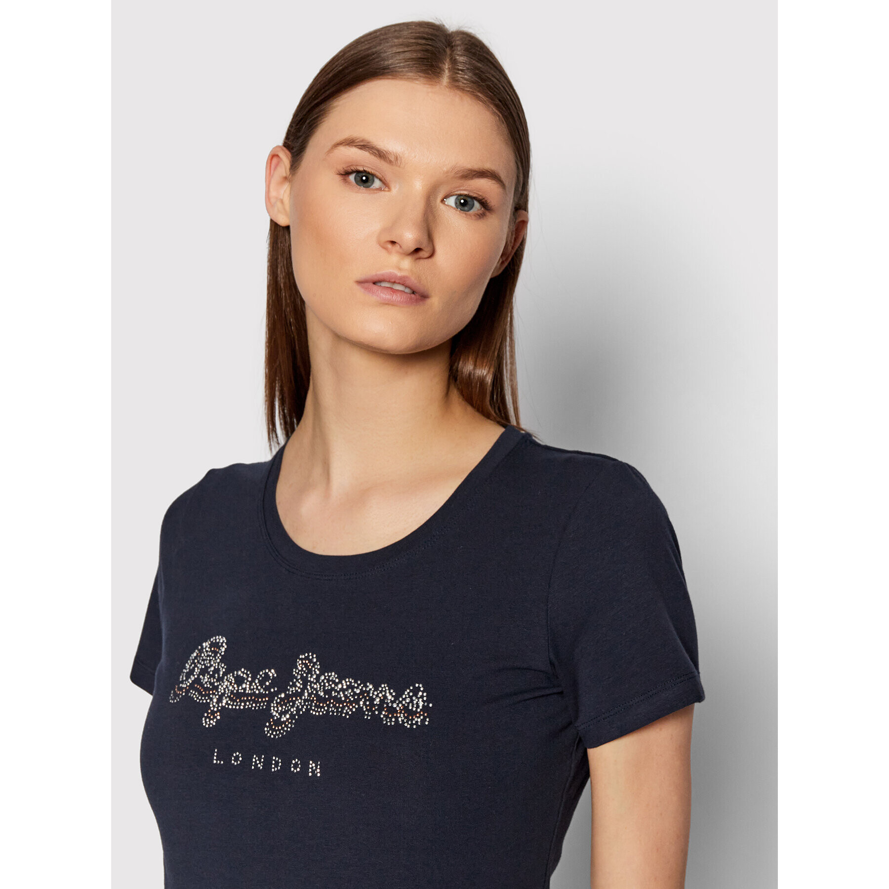 Pepe Jeans T-Shirt Beatrice PL504434 Tmavomodrá Slim Fit - Pepit.cz