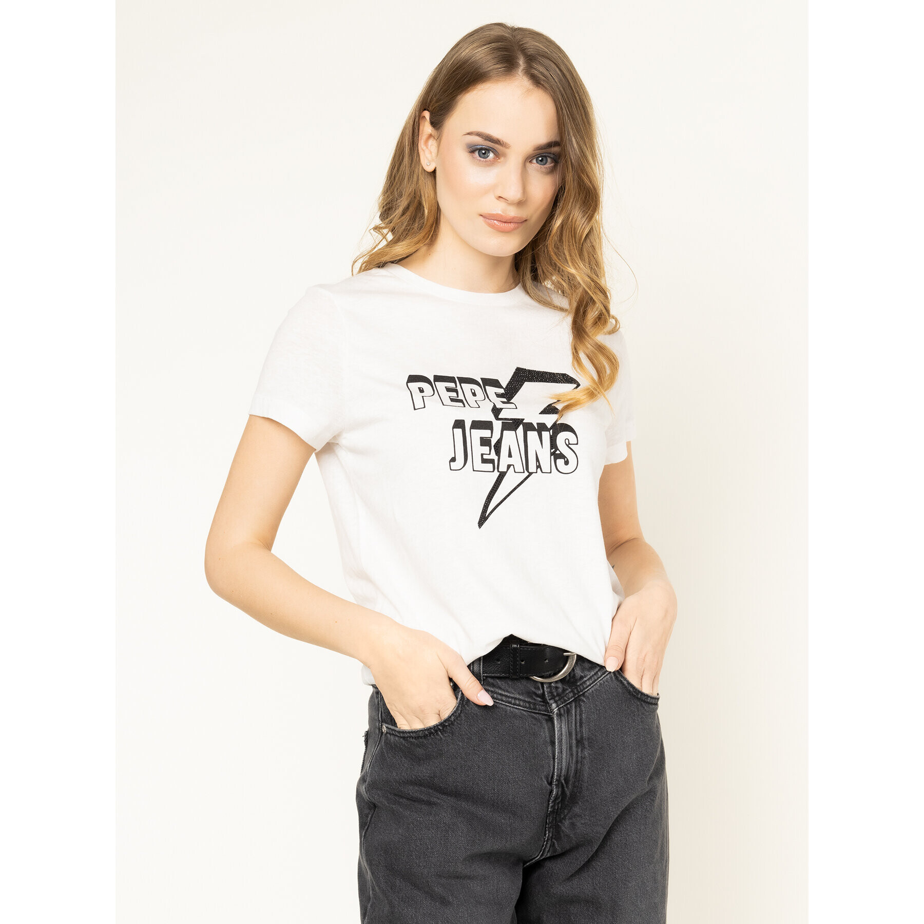 Pepe Jeans T-Shirt Clover PL504351 Bílá Regular Fit - Pepit.cz