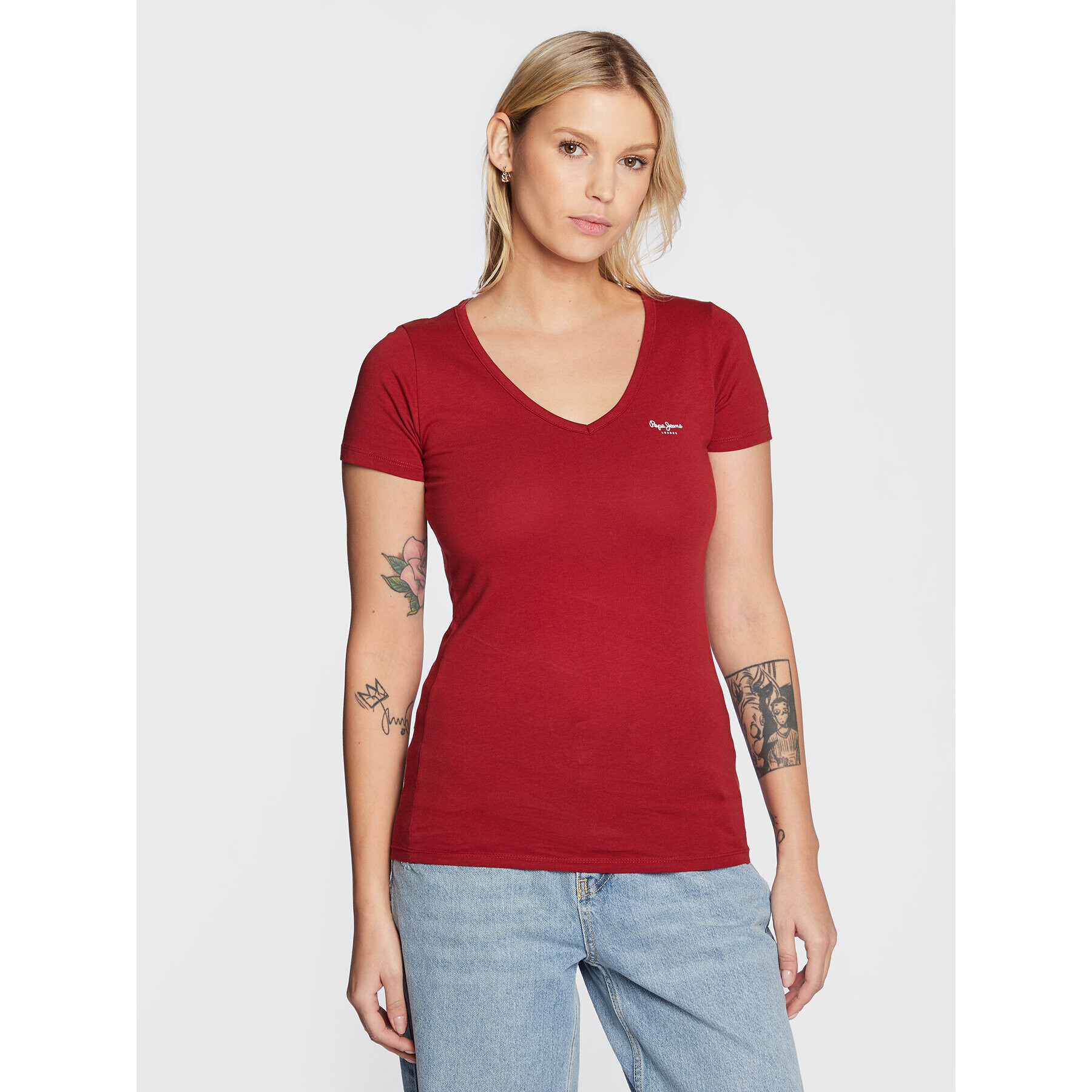 Pepe Jeans T-Shirt Corine PL505305 Červená Regular Fit - Pepit.cz