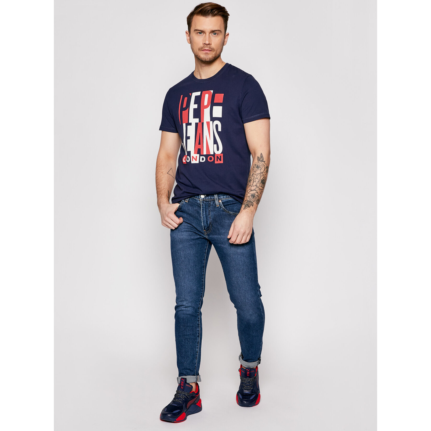 Pepe Jeans T-Shirt Davy PM507739 Tmavomodrá Regular Fit - Pepit.cz