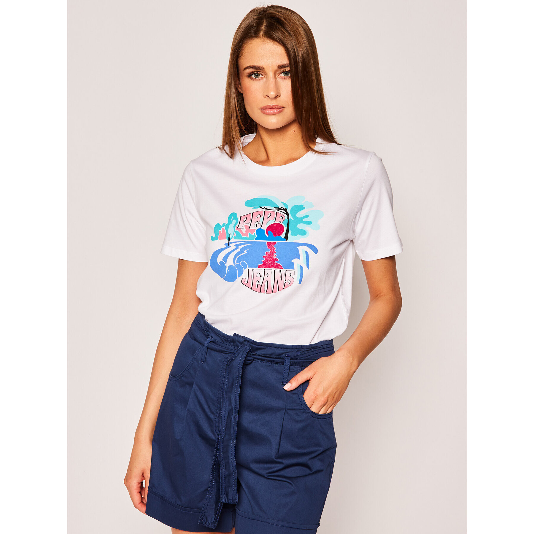 Pepe Jeans T-Shirt Faith PL504452 Bílá Regular Fit - Pepit.cz