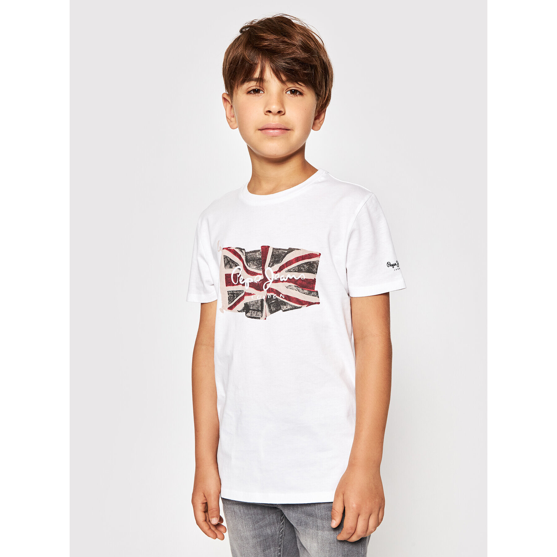 Pepe Jeans T-Shirt Flag Logo PB503170 Bílá Regular Fit - Pepit.cz