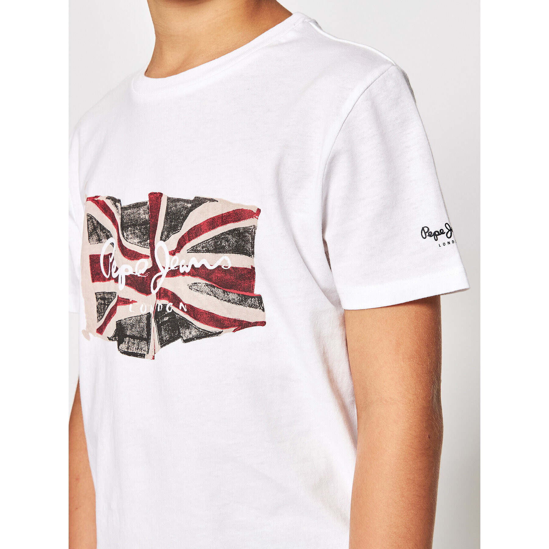 Pepe Jeans T-Shirt Flag Logo PB503170 Bílá Regular Fit - Pepit.cz