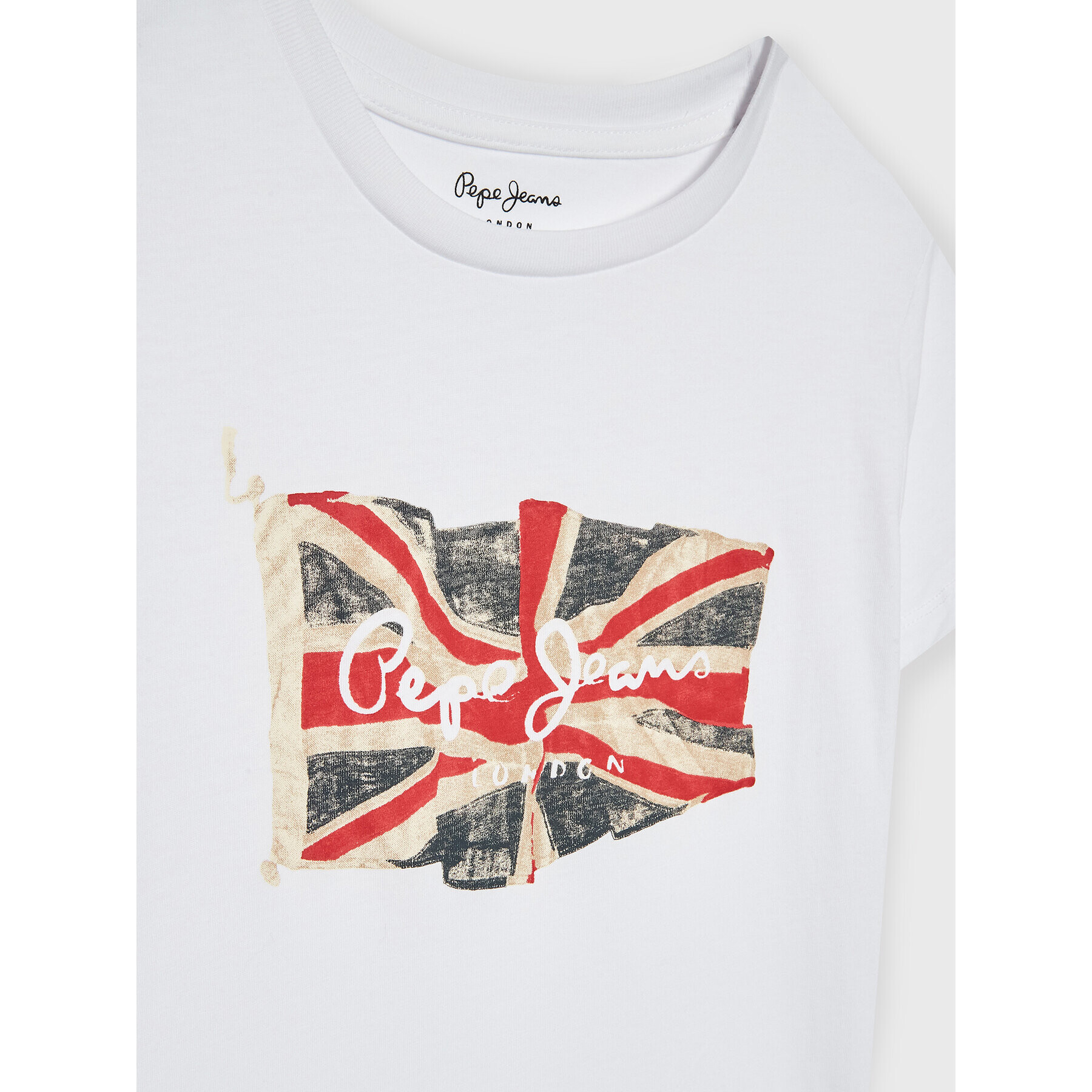 Pepe Jeans T-Shirt Flag Logo PB503492 Bílá Regular Fit - Pepit.cz