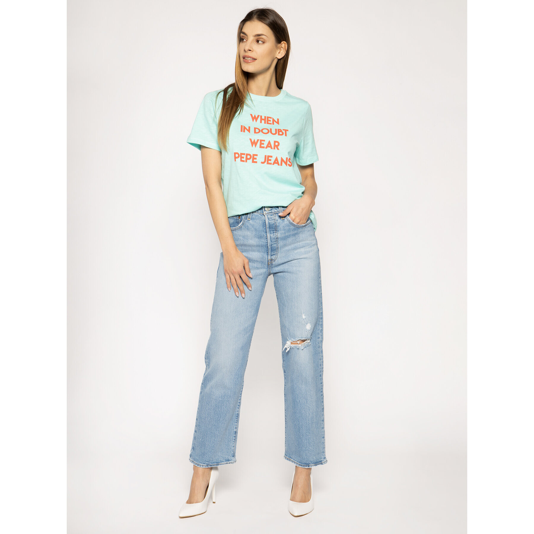 Pepe Jeans T-Shirt Freja PL504463 Modrá Regular Fit - Pepit.cz