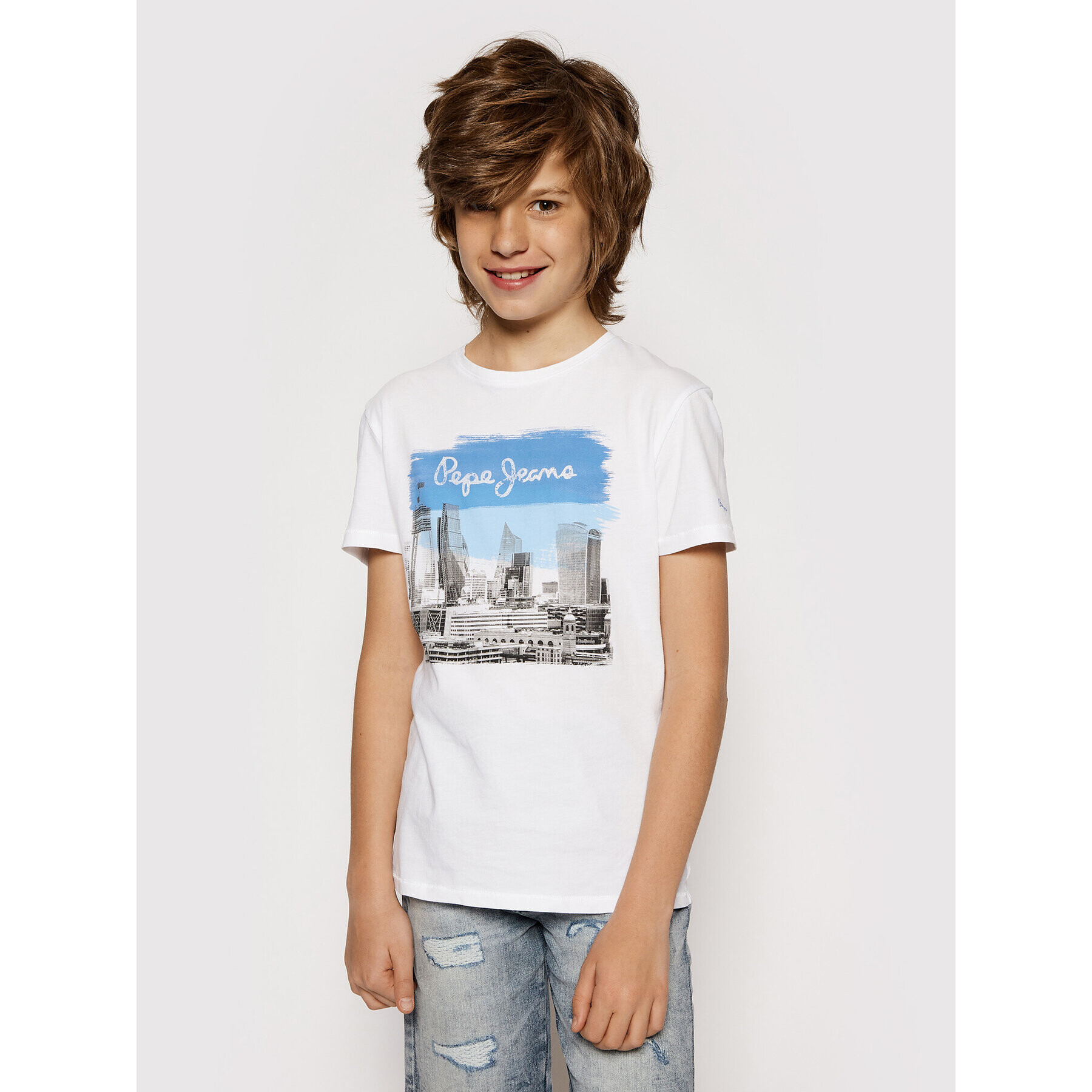 Pepe Jeans T-Shirt Joel PB503147 Bílá Regular Fit - Pepit.cz