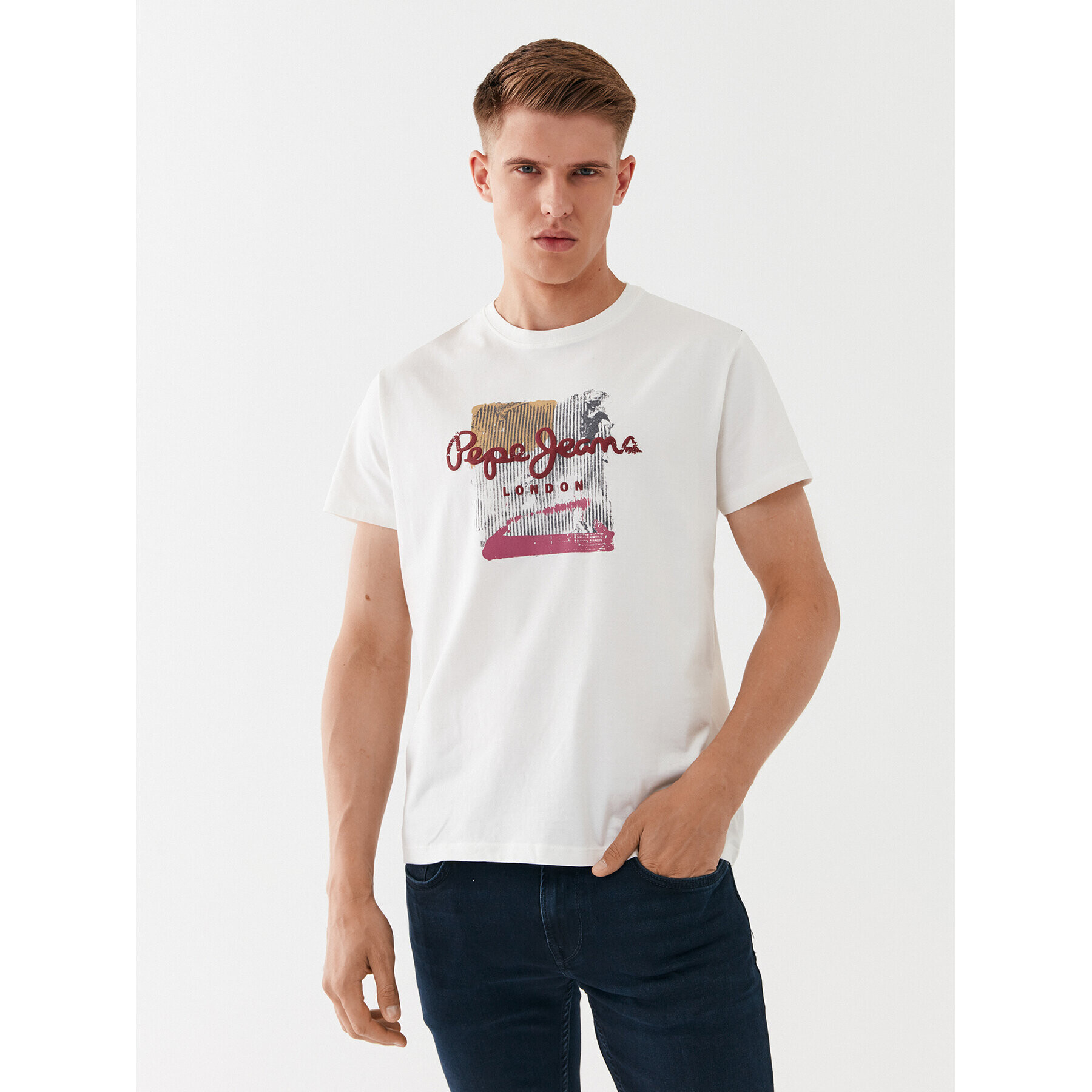 Pepe Jeans T-Shirt Melbourne Tee PM508978 Bílá Regular Fit - Pepit.cz