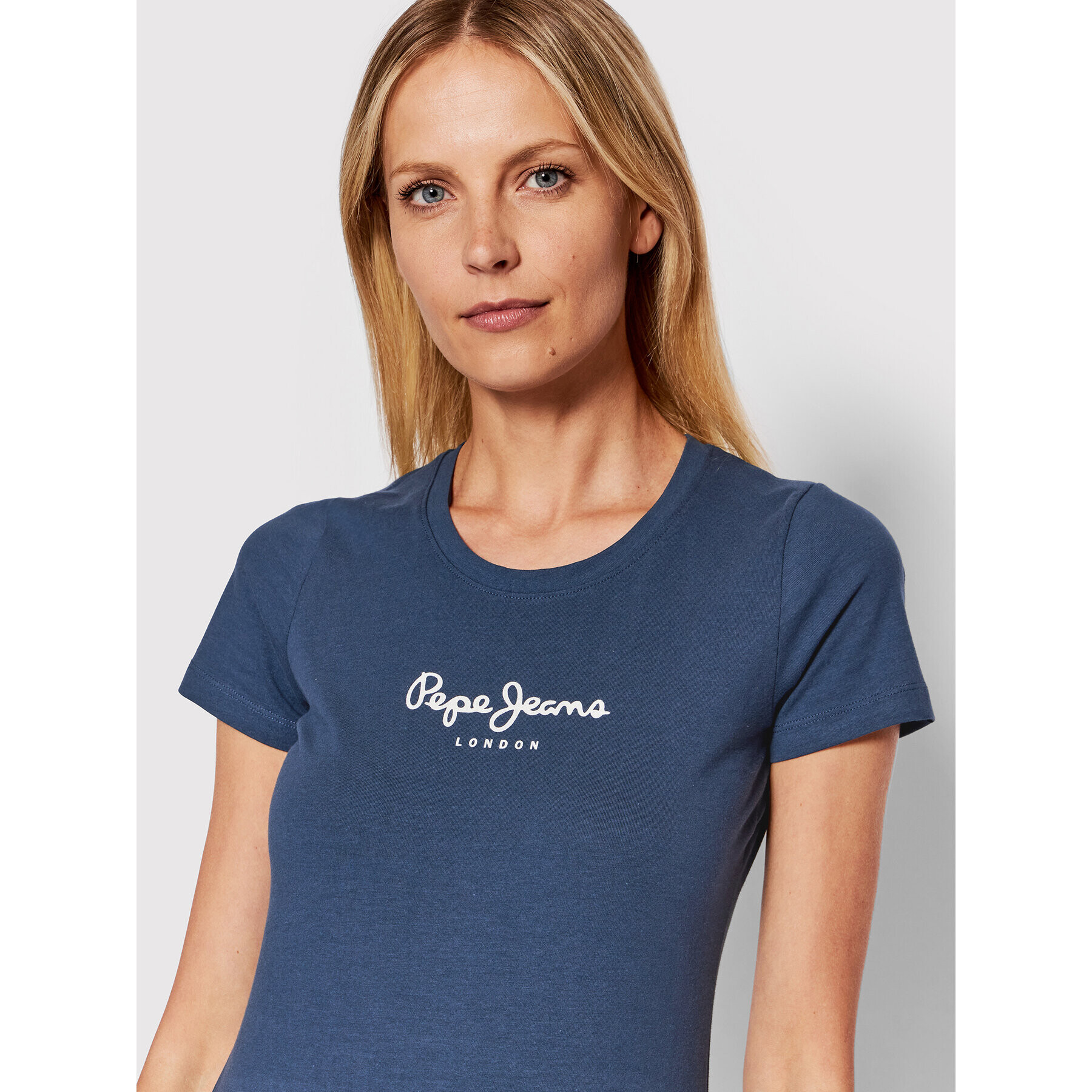 Pepe Jeans T-Shirt New Virgina PL505202 Tmavomodrá Slim Fit - Pepit.cz