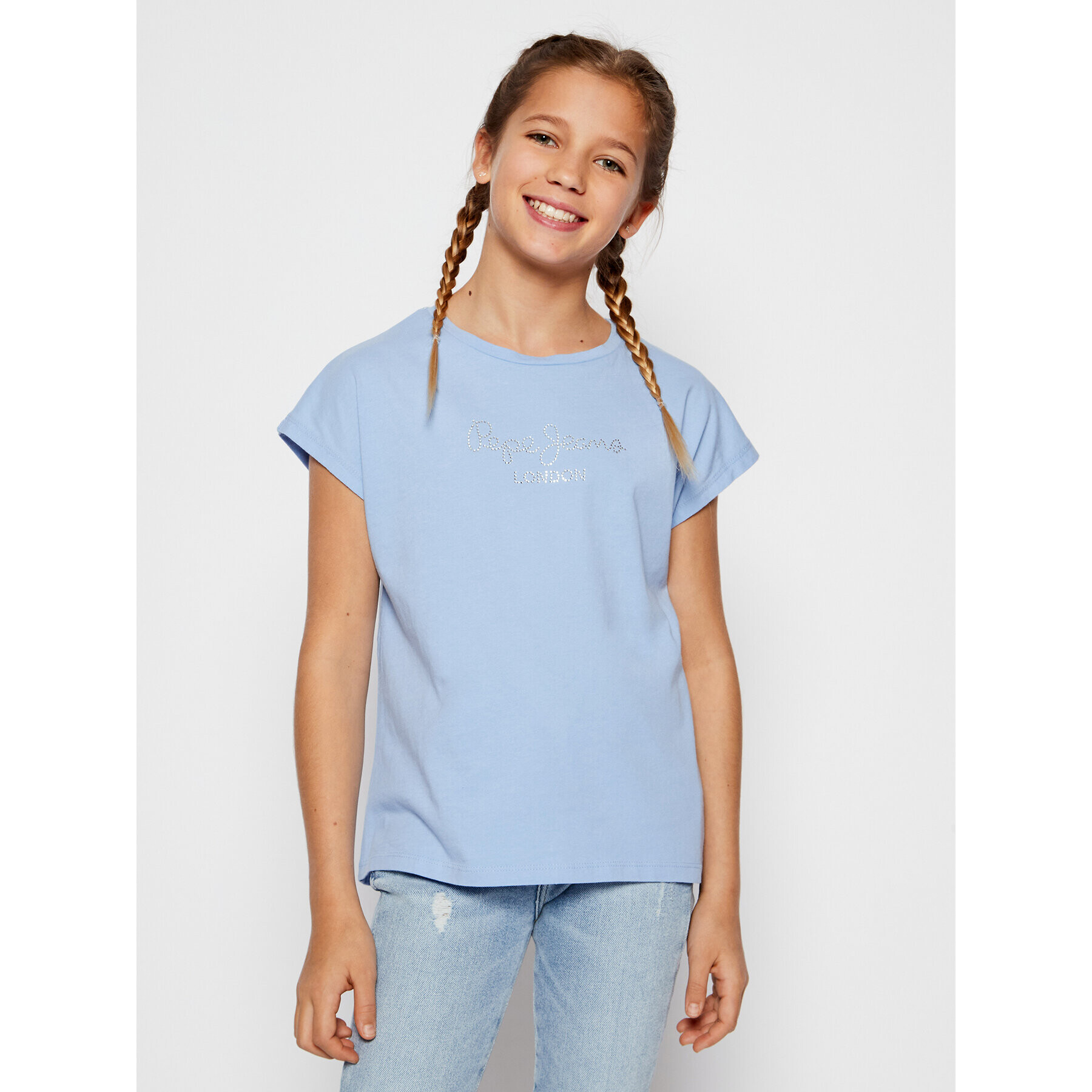 Pepe Jeans T-Shirt Nuria PG502460 Modrá Regular Fit - Pepit.cz