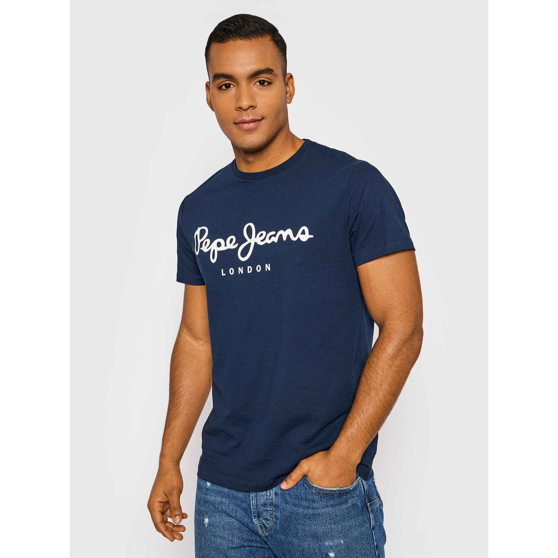 Pepe Jeans T-Shirt Original PM508210 Tmavomodrá Slim Fit - Pepit.cz