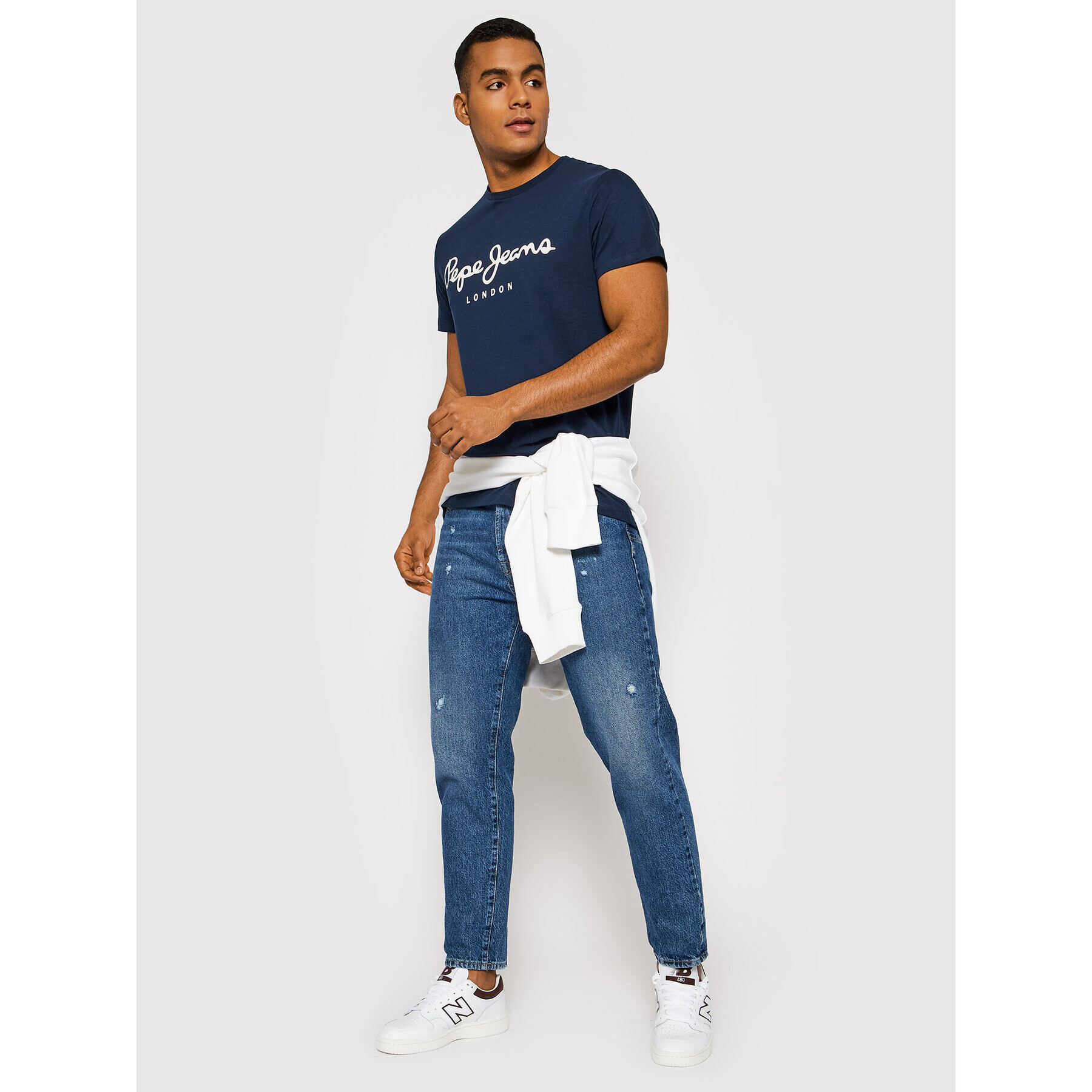 Pepe Jeans T-Shirt Original PM508210 Tmavomodrá Slim Fit - Pepit.cz