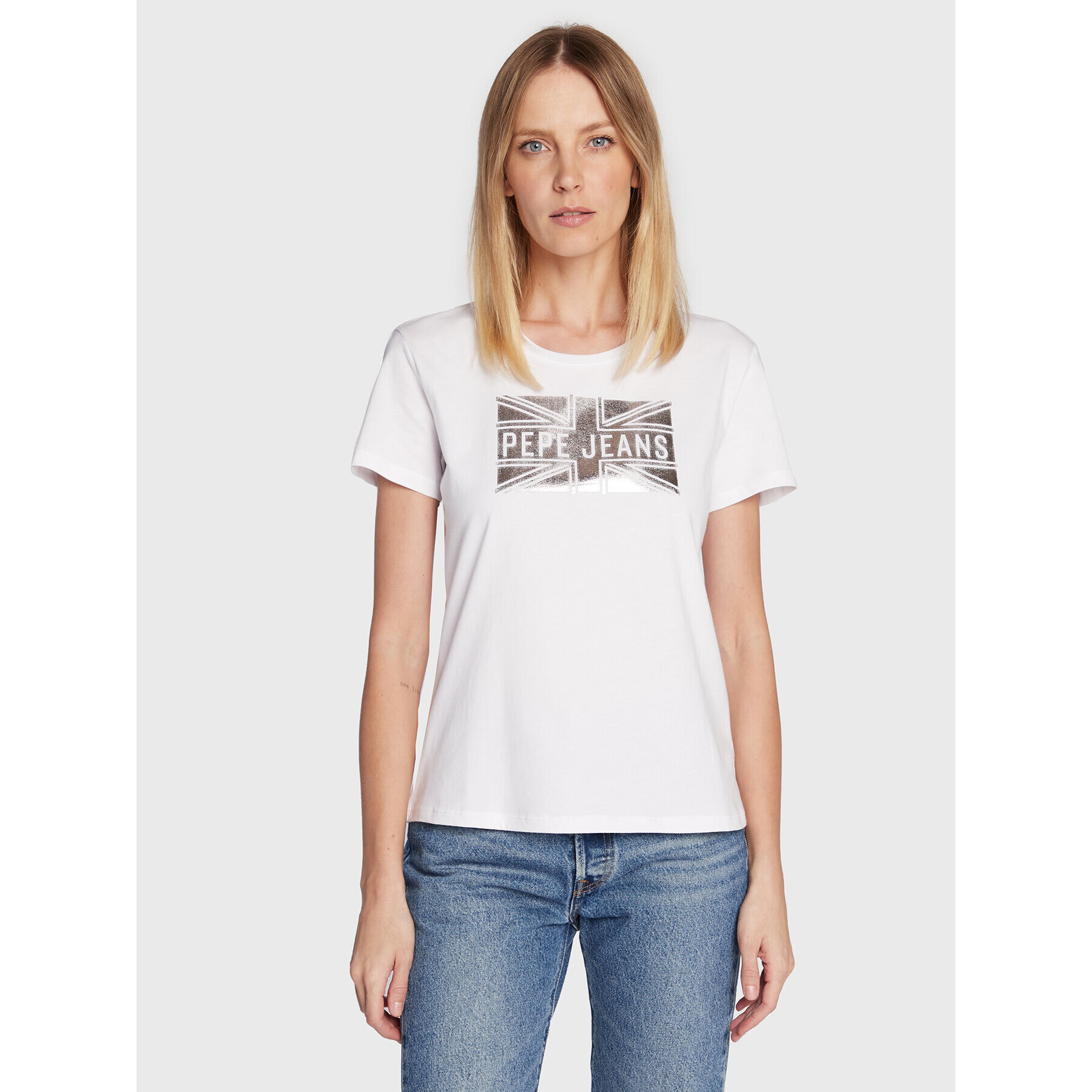 Pepe Jeans T-Shirt Pearl PL505222 Bílá Regular Fit - Pepit.cz