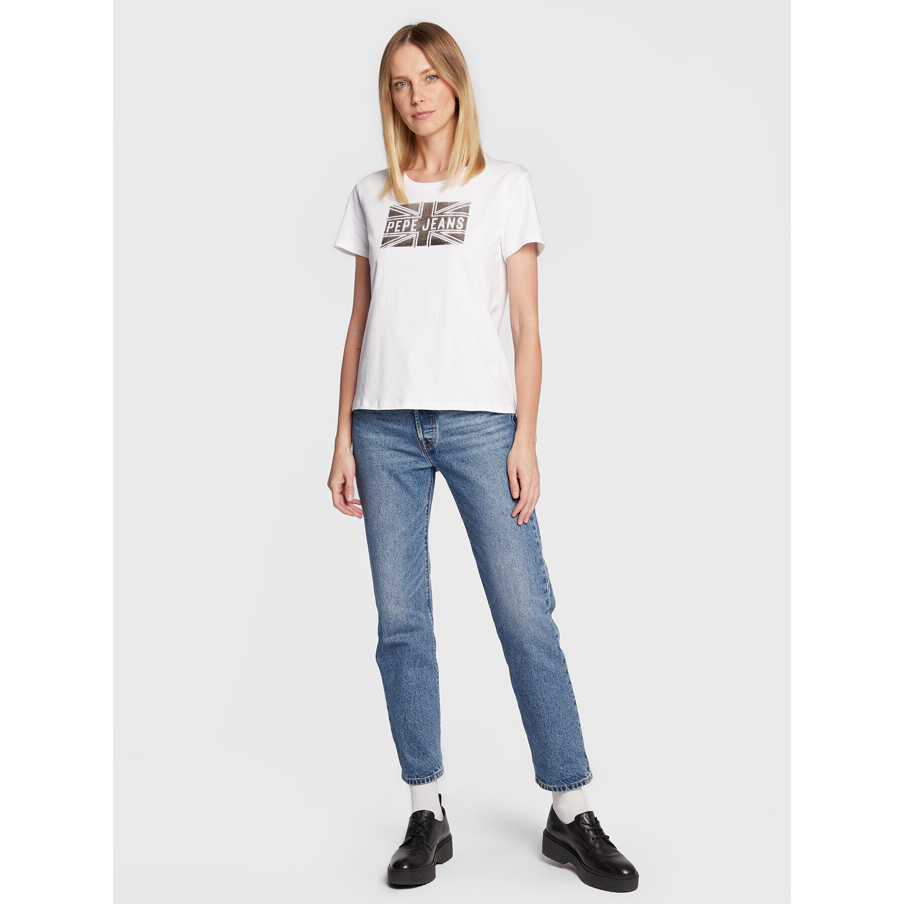 Pepe Jeans T-Shirt Pearl PL505222 Bílá Regular Fit - Pepit.cz