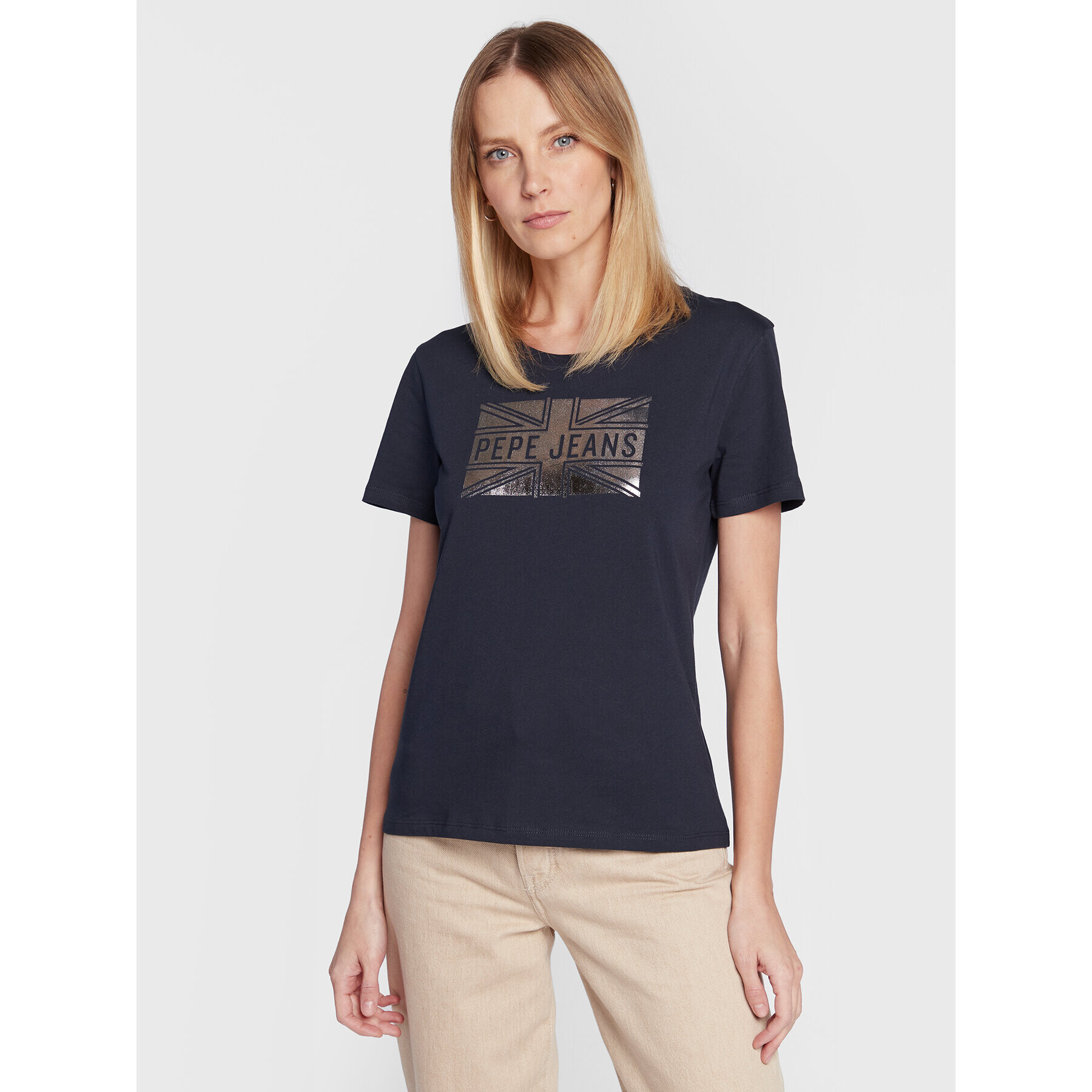 Pepe Jeans T-Shirt Pearl PL505222 Tmavomodrá Regular Fit - Pepit.cz