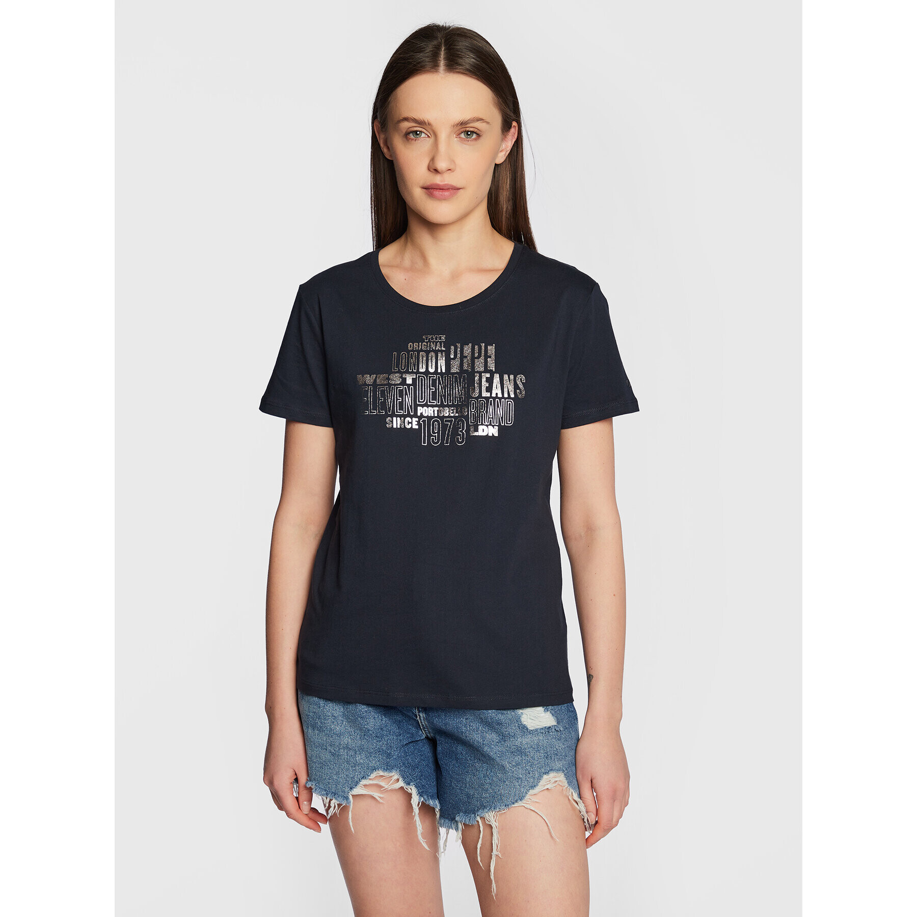 Pepe Jeans T-Shirt Piper PL505228 Tmavomodrá Regular Fit - Pepit.cz