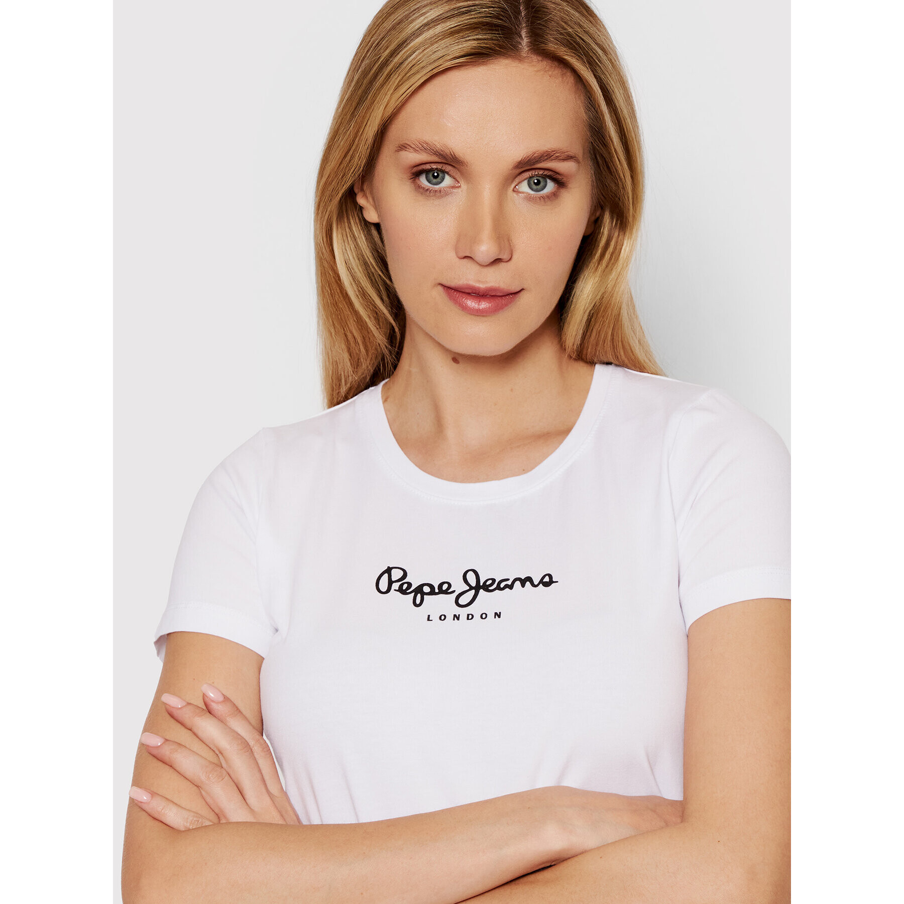 Pepe Jeans T-Shirt PL502711 Bílá Slim Fit - Pepit.cz