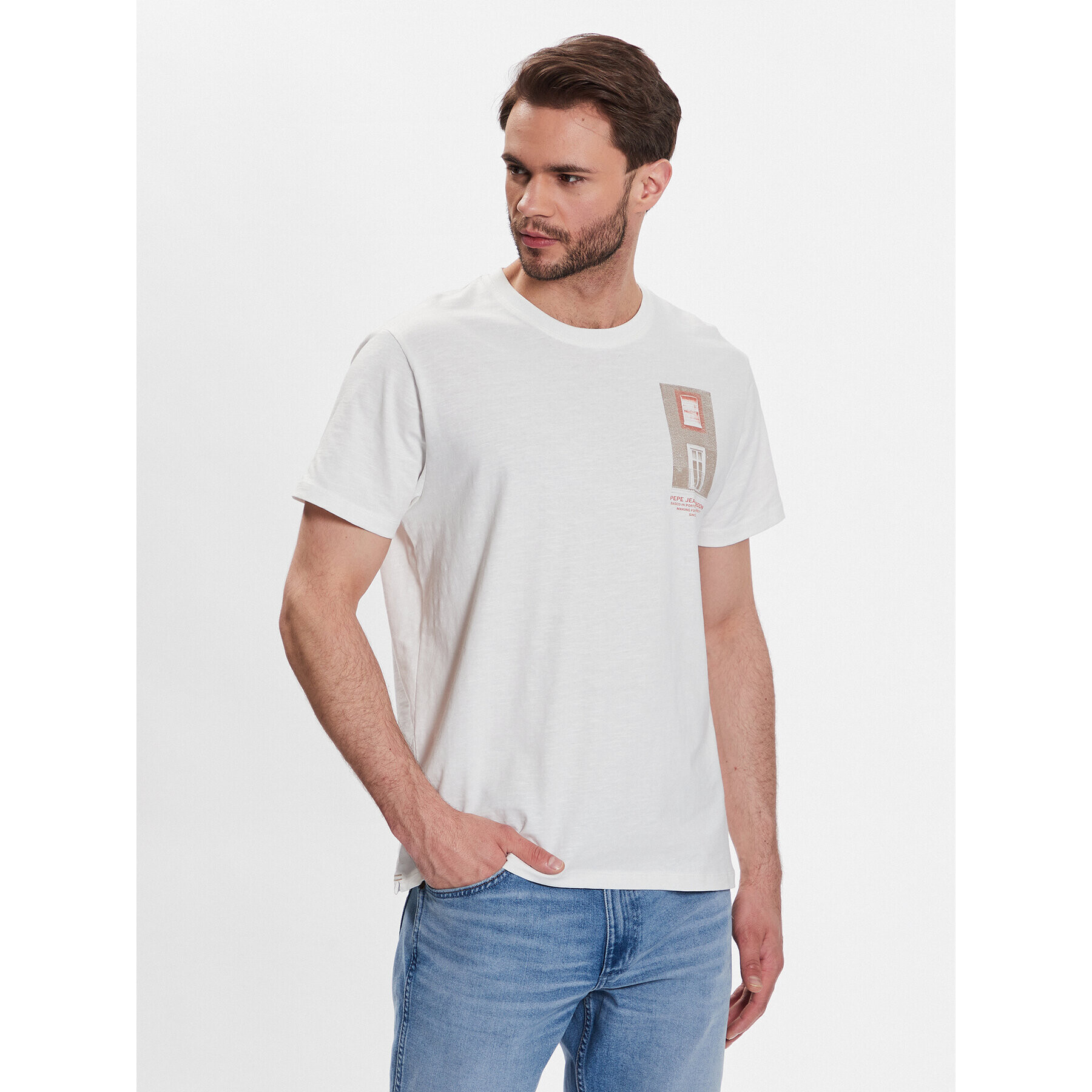 Pepe Jeans T-Shirt Ricco PM508695 Bílá Regular Fit - Pepit.cz