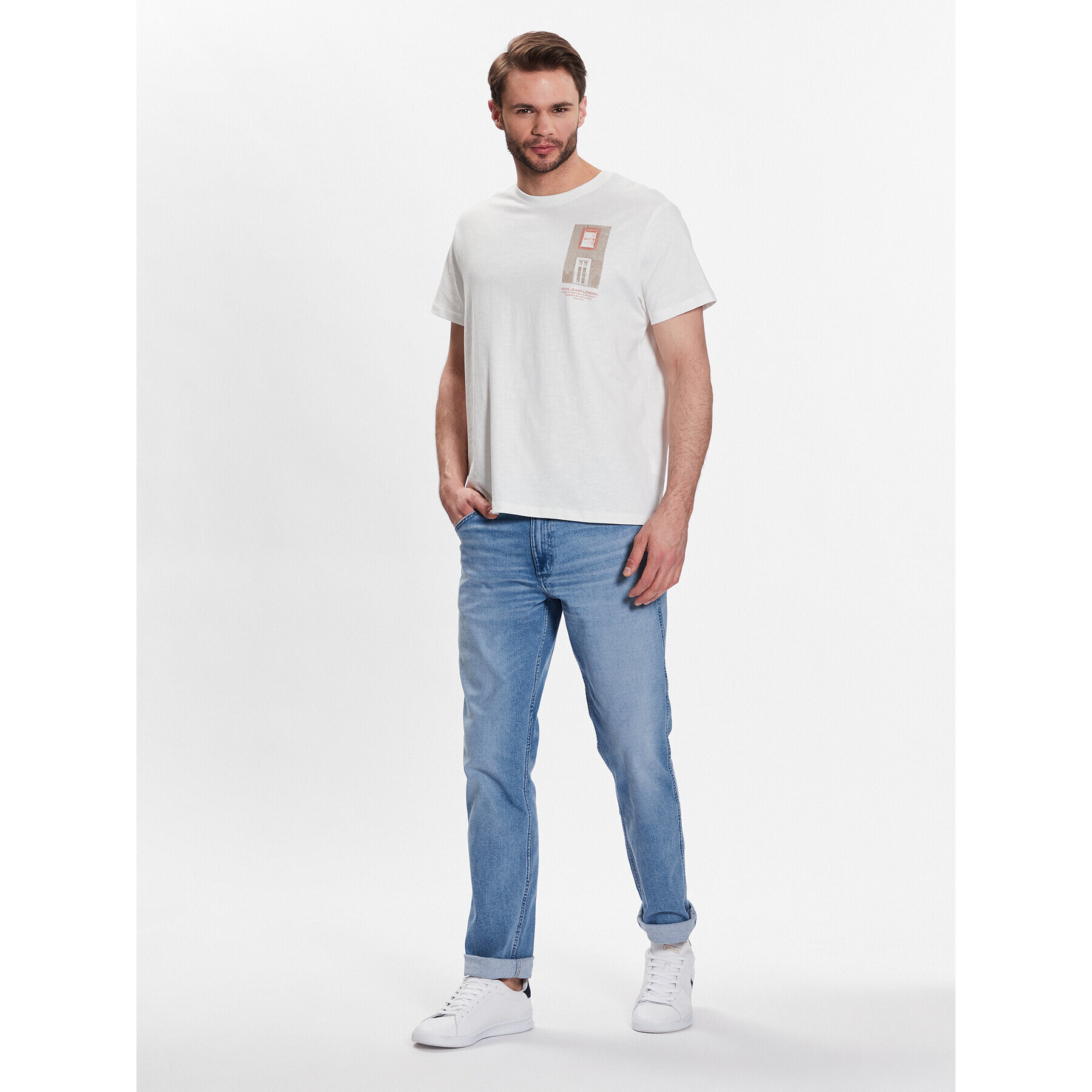 Pepe Jeans T-Shirt Ricco PM508695 Bílá Regular Fit - Pepit.cz