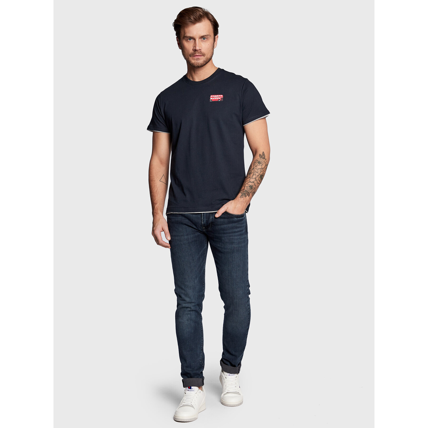 Pepe Jeans T-Shirt Sutton PM508504 Tmavomodrá Regular Fit - Pepit.cz