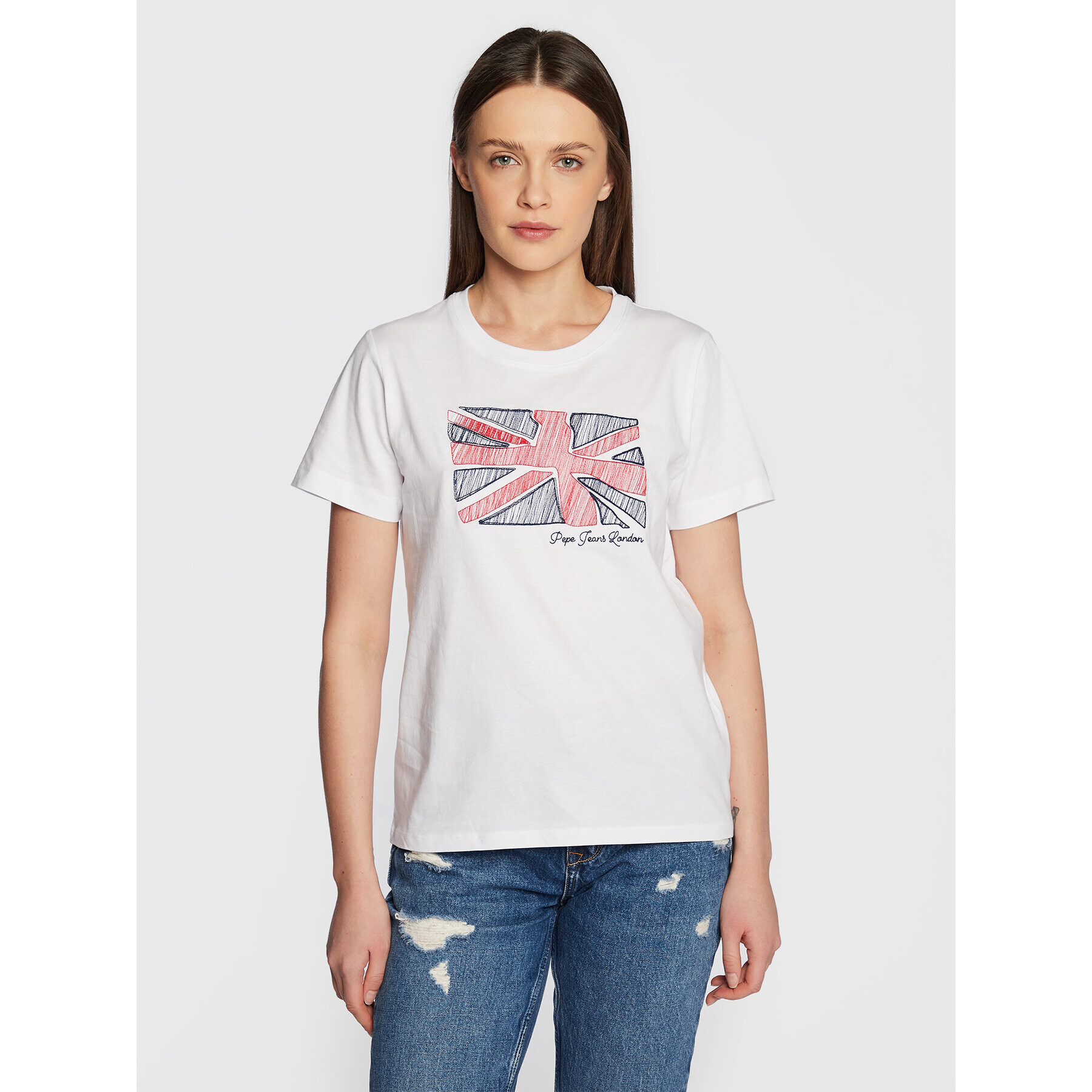 Pepe Jeans T-Shirt Tara PL505343 Bílá Regular Fit - Pepit.cz