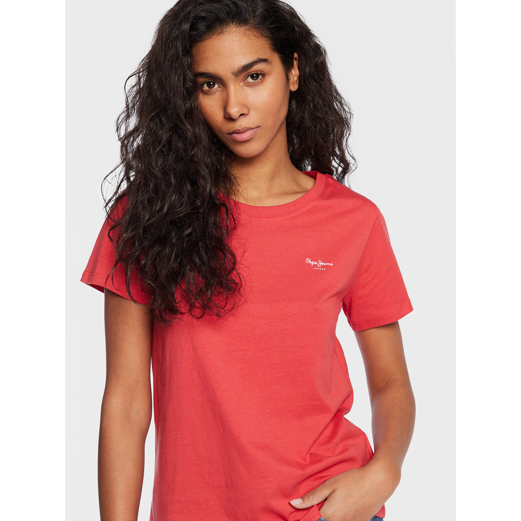 Pepe Jeans T-Shirt Wendy Chest PL505481 Červená Regular Fit - Pepit.cz