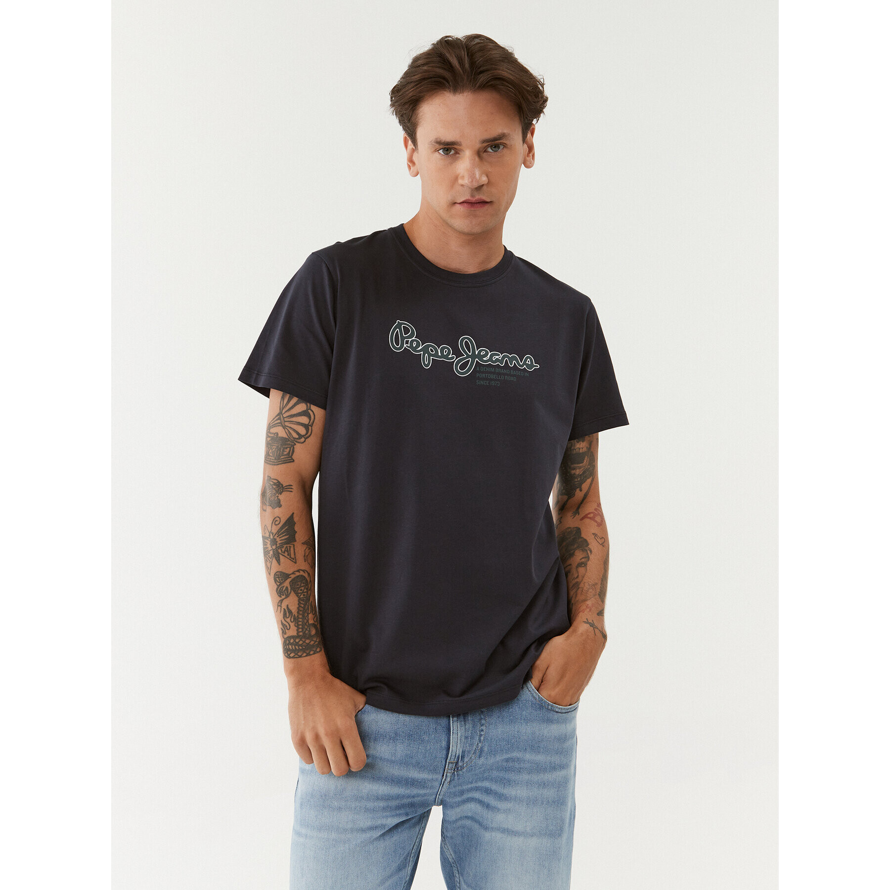 Pepe Jeans T-Shirt Wido PM509126 Tmavomodrá Regular Fit - Pepit.cz