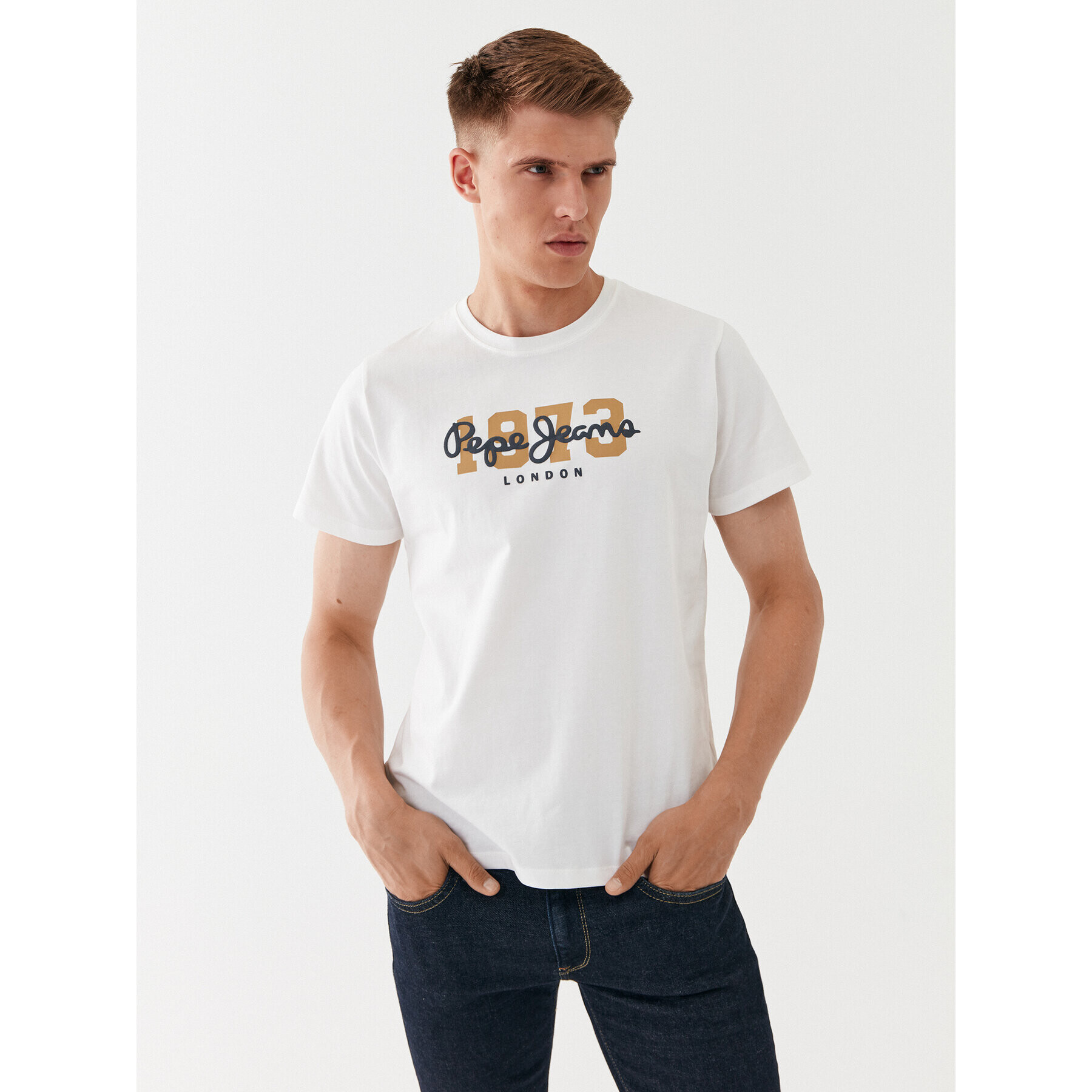 Pepe Jeans T-Shirt Wolf PM508953 Bílá Regular Fit - Pepit.cz