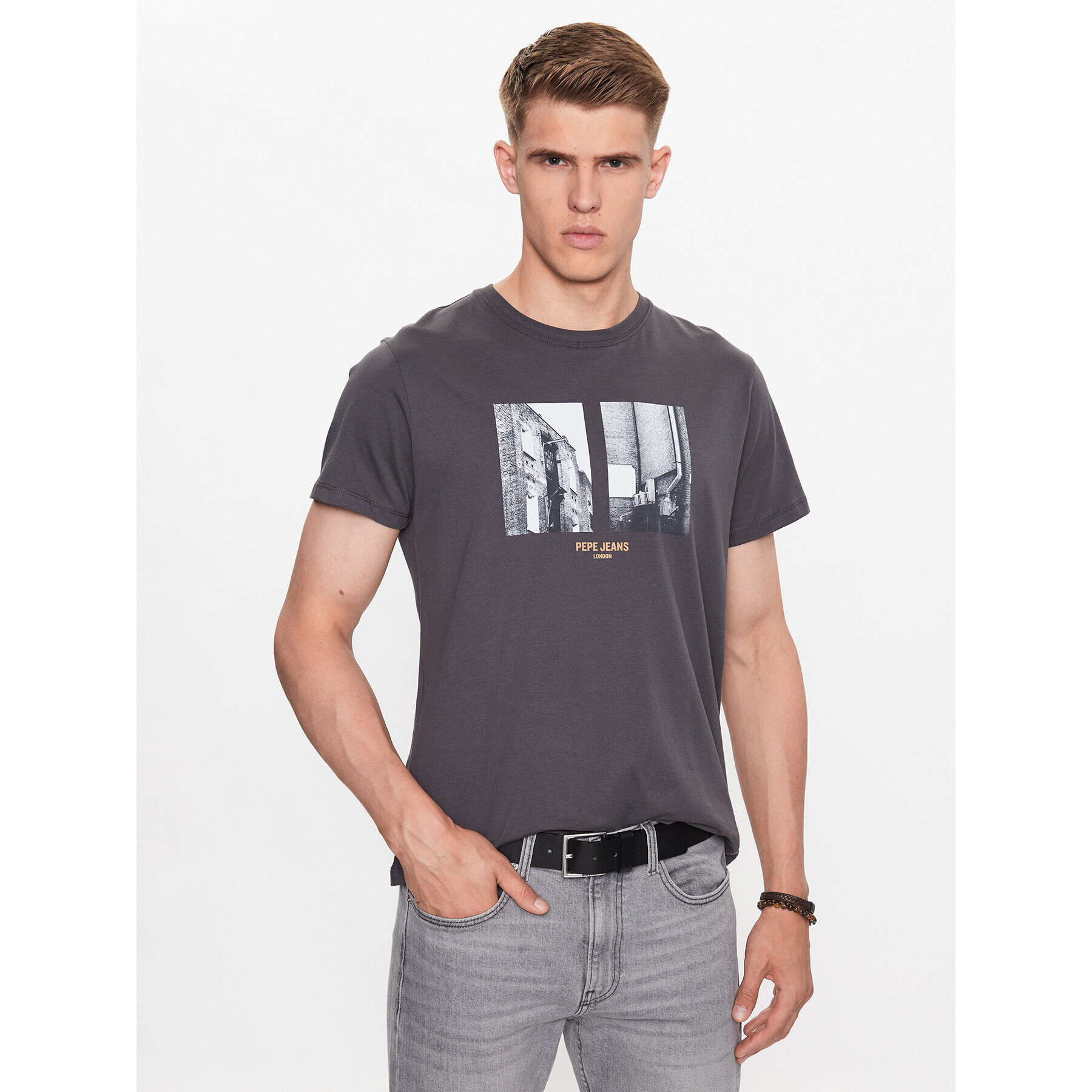 Pepe Jeans T-Shirt Worth PM508956 Šedá Regular Fit - Pepit.cz