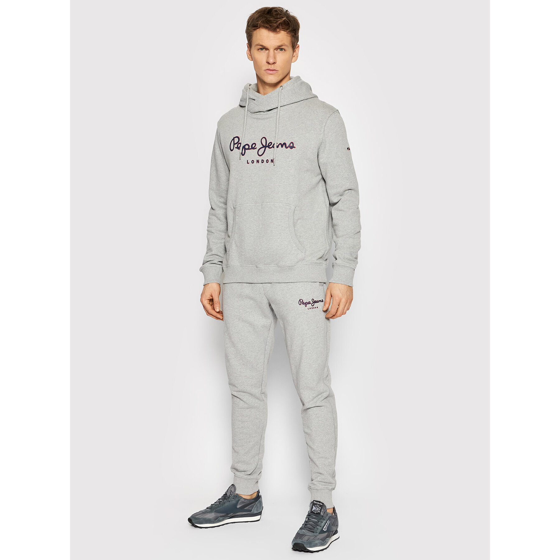 Pepe Jeans Teplákové kalhoty George PM211480 Šedá Slim Fit - Pepit.cz