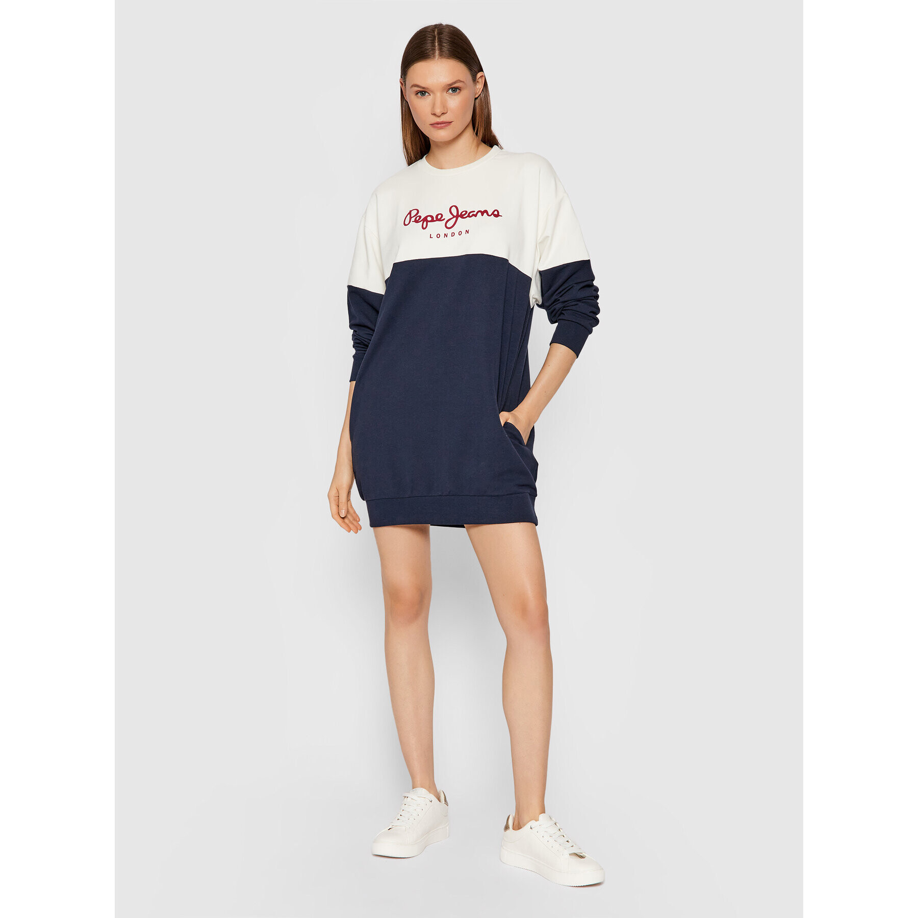 Pepe Jeans Úpletové šaty Blanche PL952987 Tmavomodrá Relaxed Fit - Pepit.cz