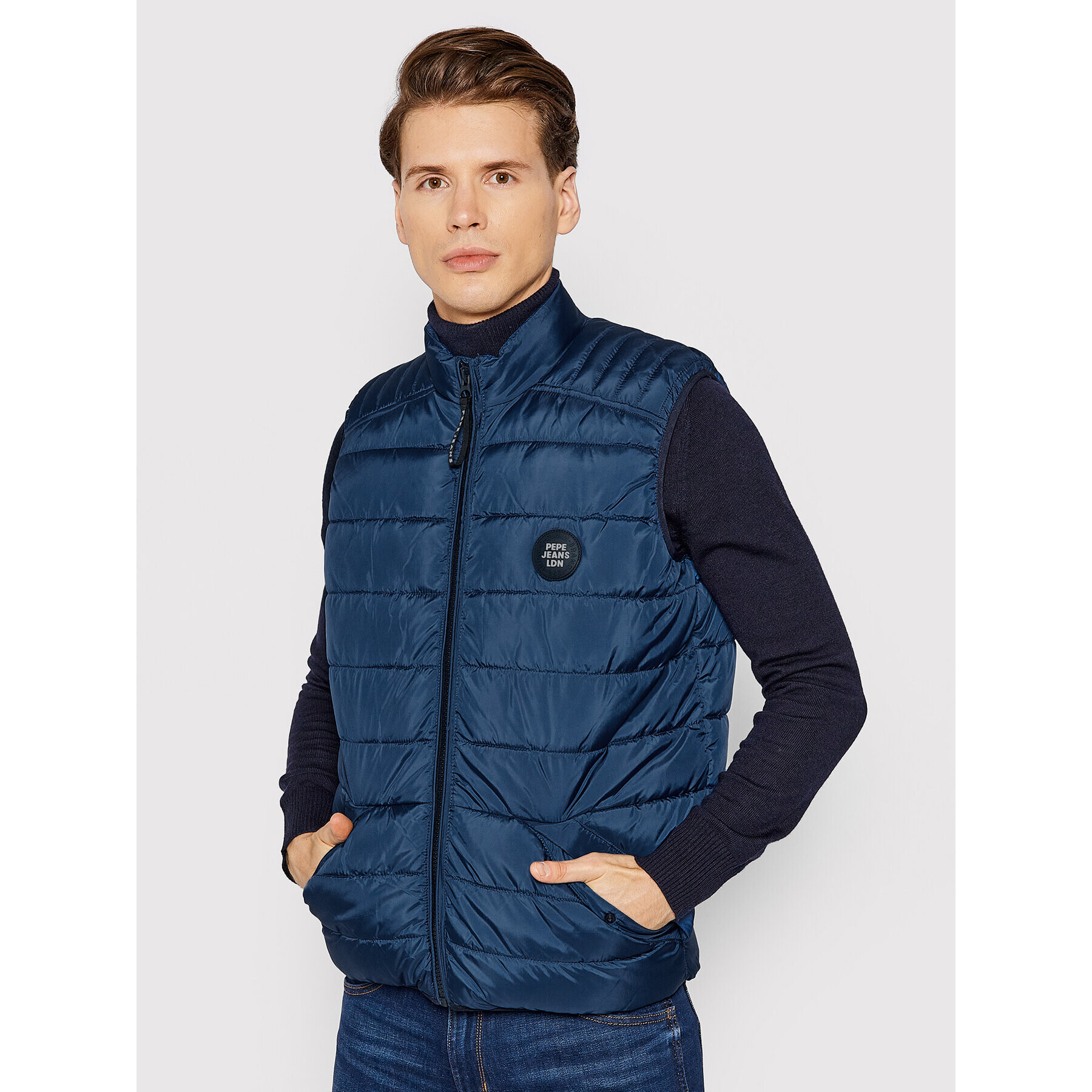 Pepe Jeans Vesta Heinrich Vest PM402449 Tmavomodrá Regular Fit - Pepit.cz