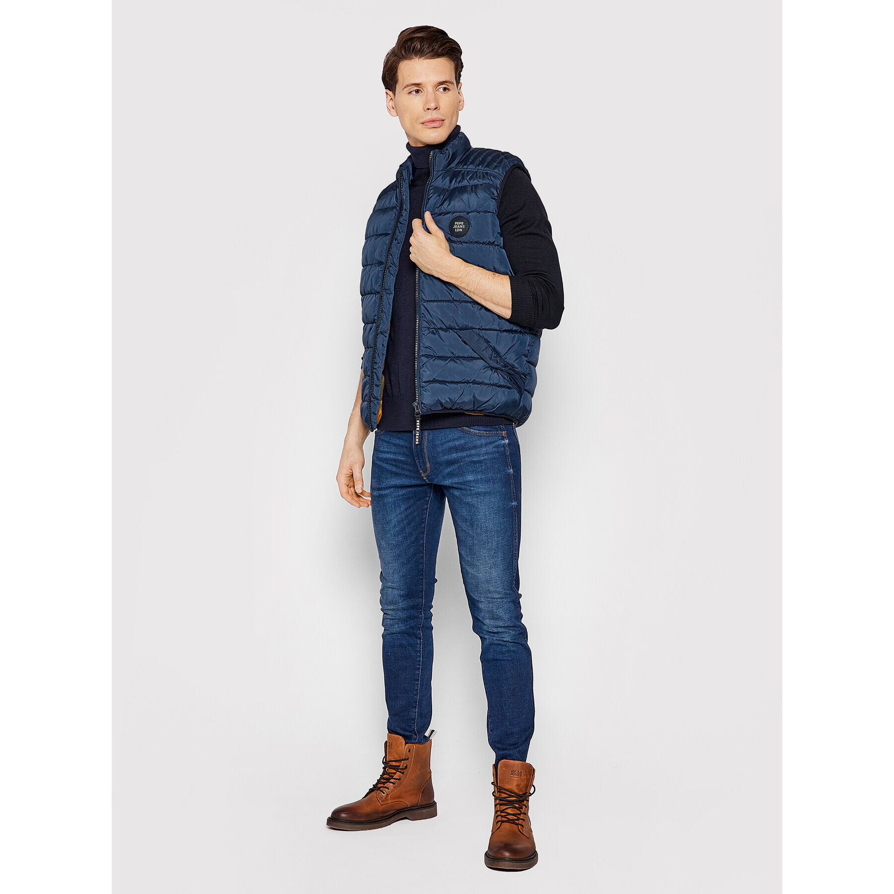 Pepe Jeans Vesta Heinrich Vest PM402449 Tmavomodrá Regular Fit - Pepit.cz