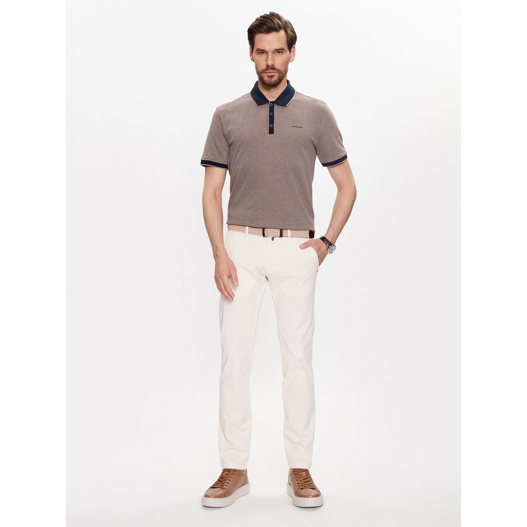 Pierre Cardin Chino kalhoty 30050/000/4017 Écru Slim Fit - Pepit.cz