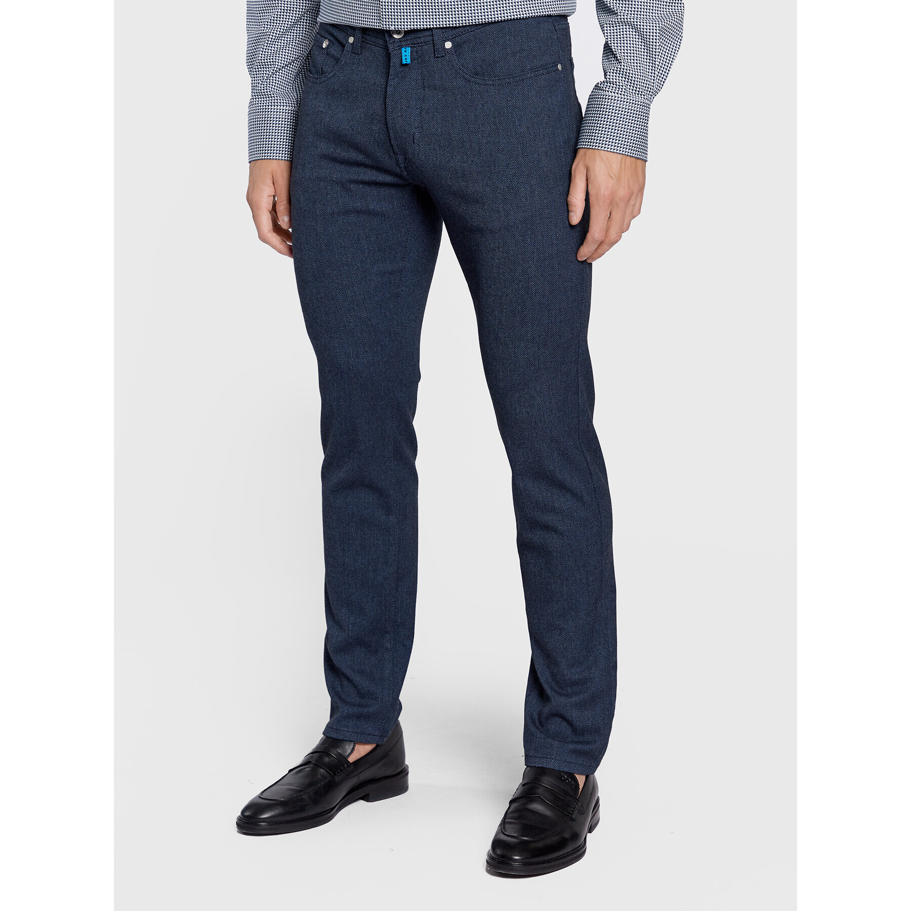 Pierre Cardin Kalhoty z materiálu 30947/000/1016 Tmavomodrá Lyon Tapered Fit - Pepit.cz