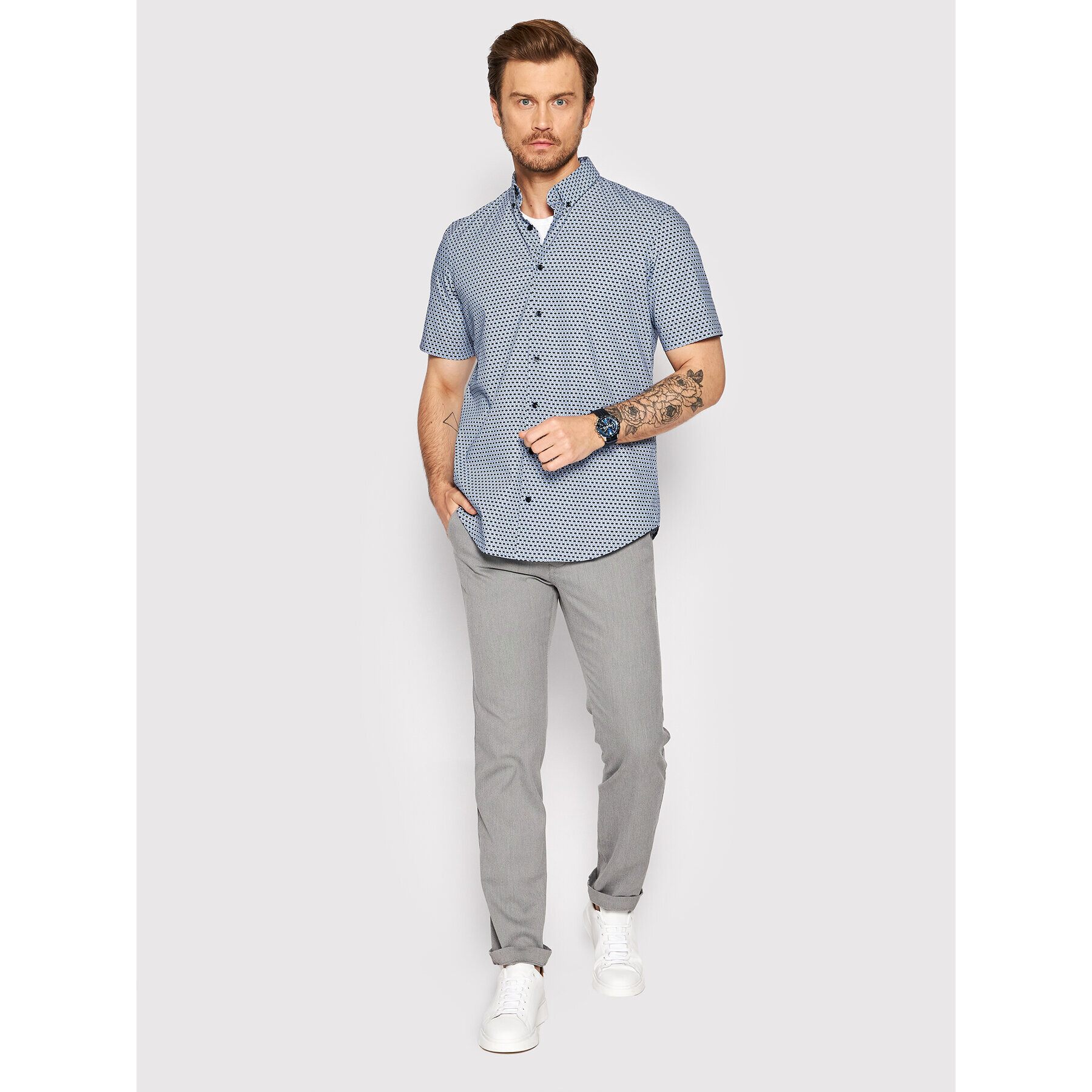 Pierre Cardin Kalhoty z materiálu 33747/000/1003 Šedá Lyon Tapered Fit - Pepit.cz