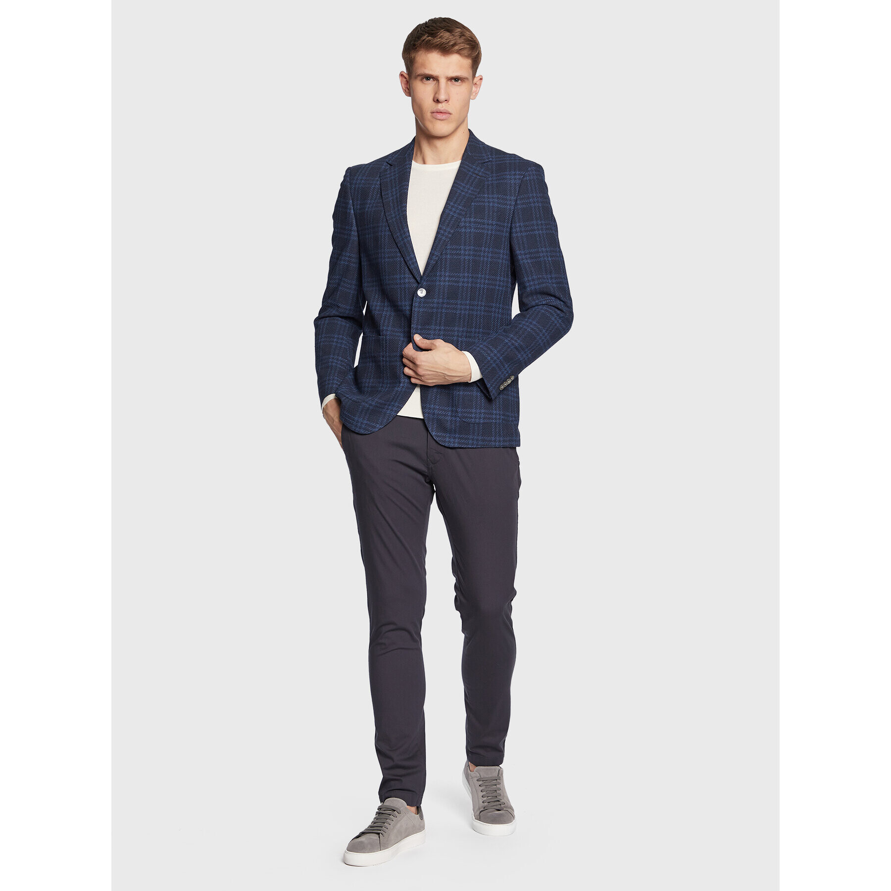 Pierre Cardin Kalhoty z materiálu 33757/000/4002 Tmavomodrá Slim Fit - Pepit.cz