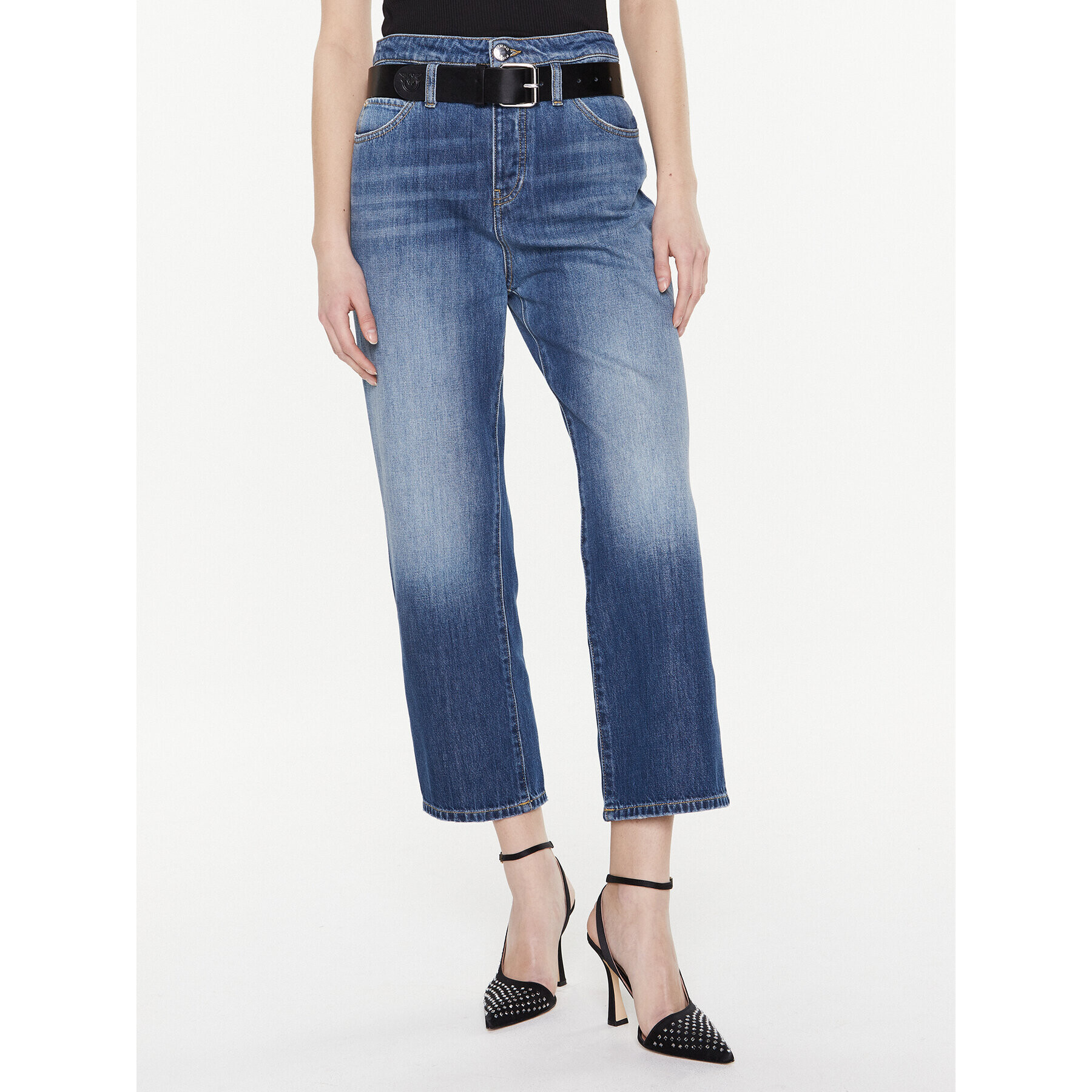 Pinko Jeansy 100114 A0HG Modrá Boyfriend Fit - Pepit.cz