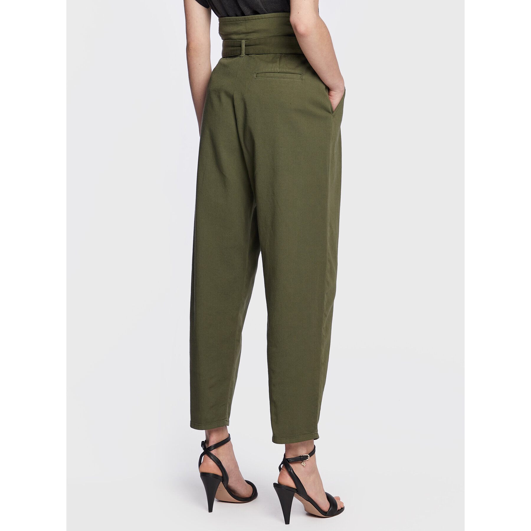 Pinko Jeansy 100614 A0I5 Khaki Straight Fit - Pepit.cz