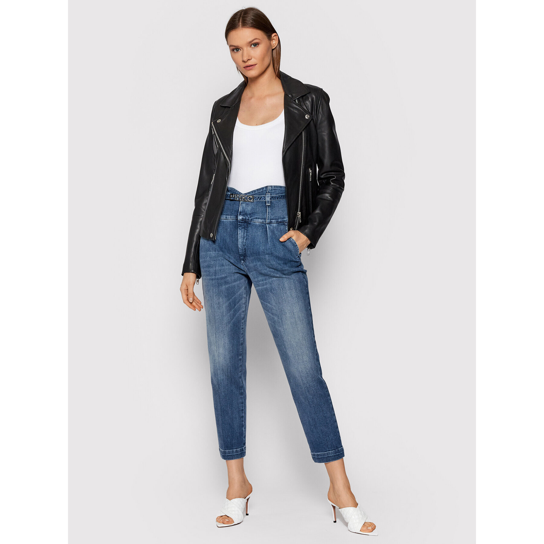 Pinko Jeansy Ariel 1J10QS Y78M Modrá Standard Fit - Pepit.cz