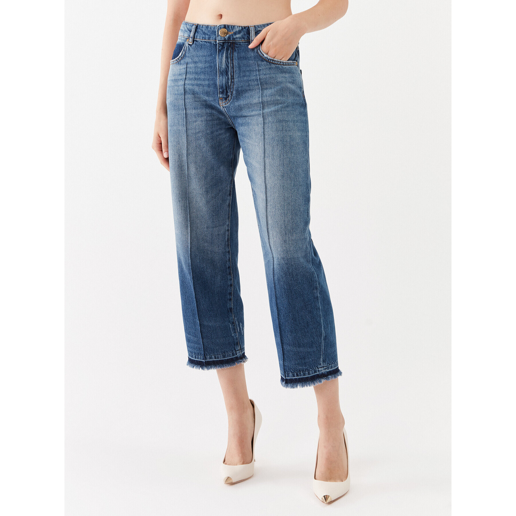 Pinko Jeansy Barbara 101713 A146 Modrá Boyfriend Fit - Pepit.cz