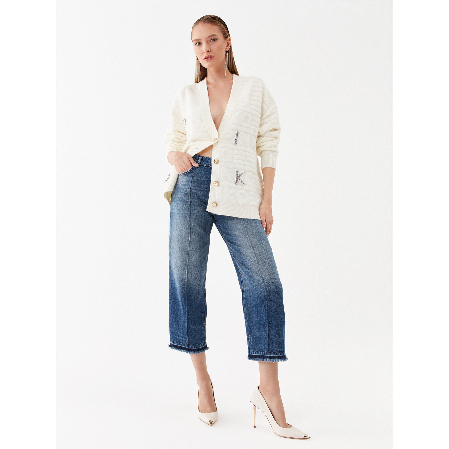 Pinko Jeansy Barbara 101713 A146 Modrá Boyfriend Fit - Pepit.cz