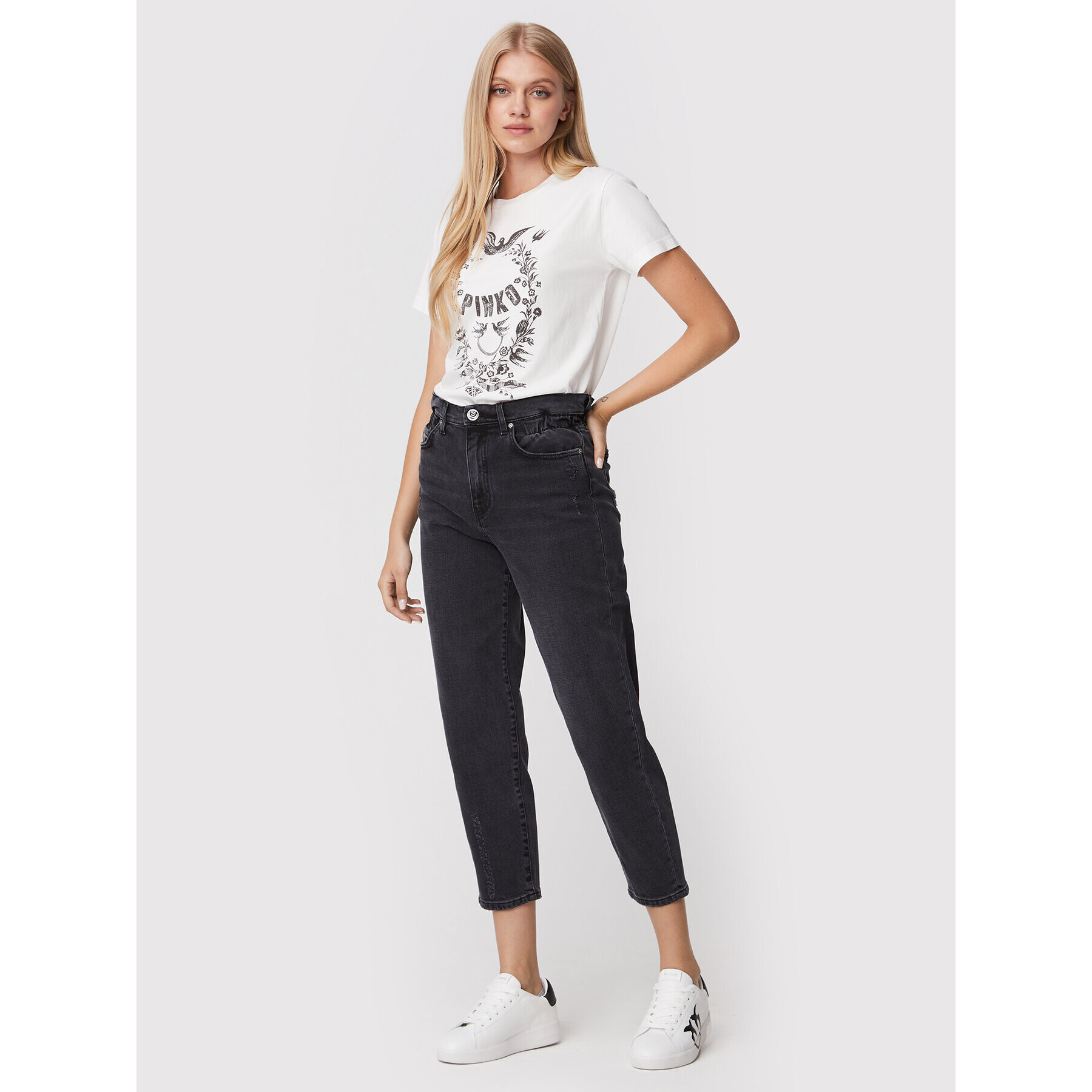 Pinko Jeansy Flexi Maddie 8 1J10Z7 A05W Černá Mom Fit - Pepit.cz