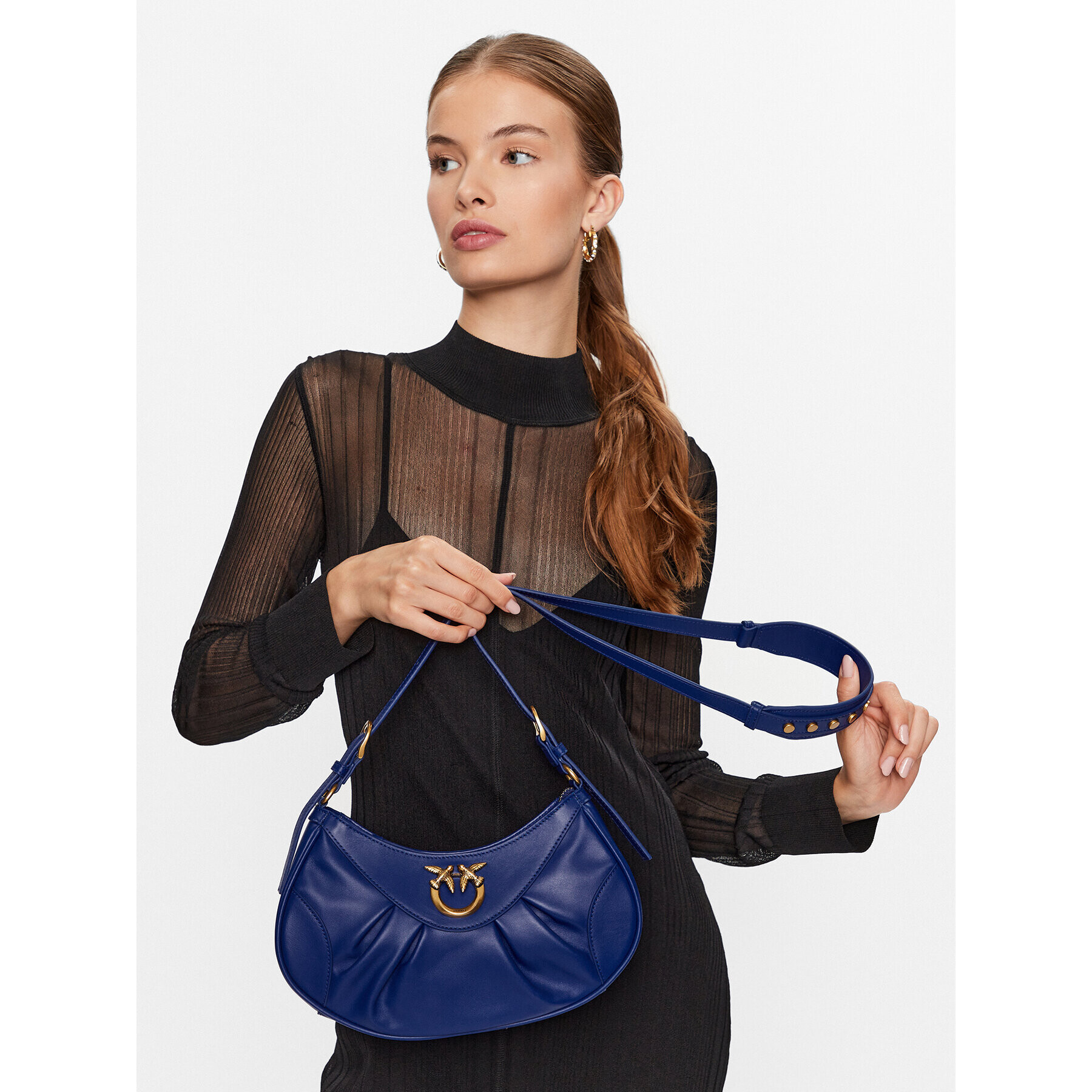 Pinko Kabelka Love Bon Bon Crossbody Mini PE 23 PLTT 101210 A0QO Tmavomodrá - Pepit.cz