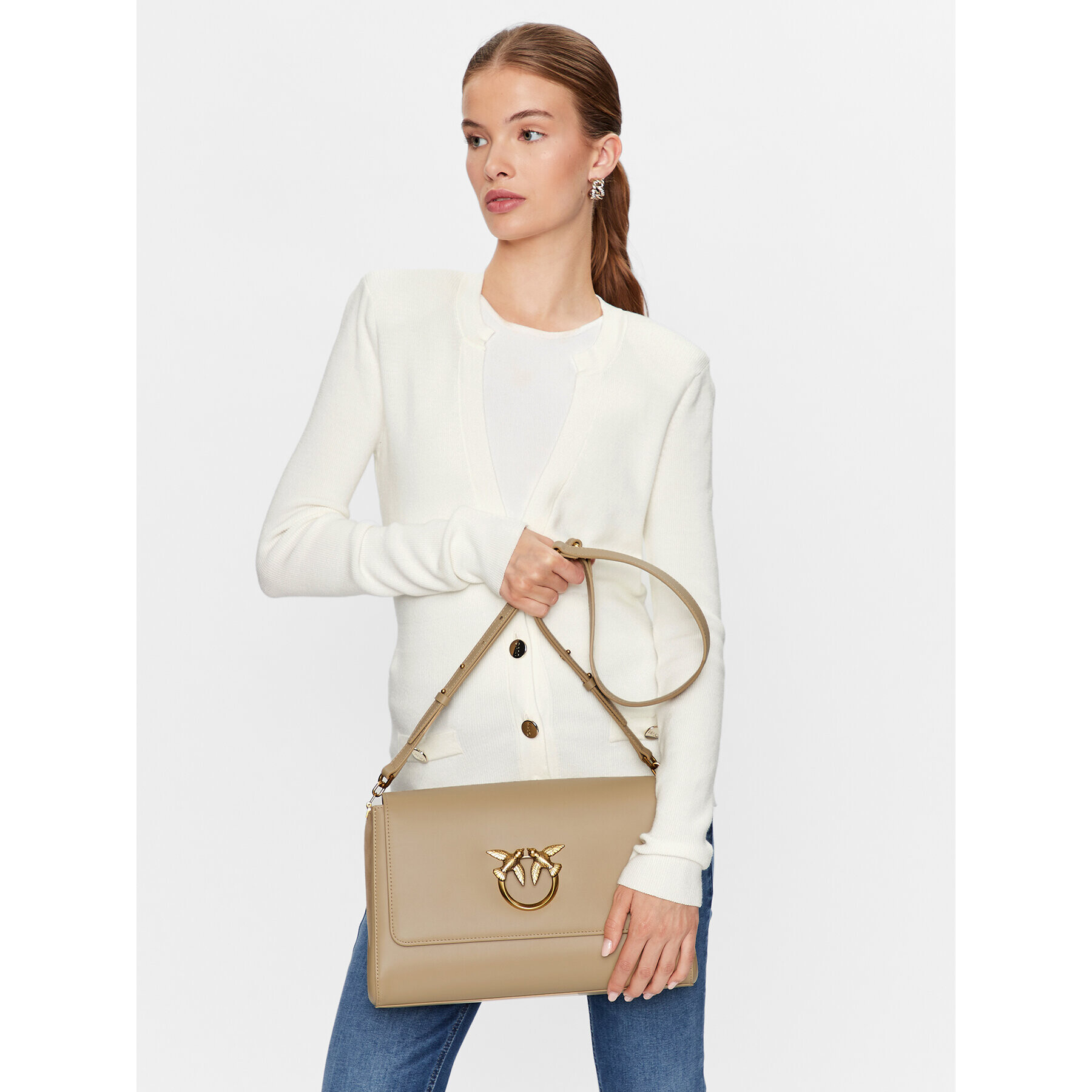 Pinko Kabelka Love Click Crossbody Big PE 23 PLTT 100790 A0Q1 Béžová - Pepit.cz