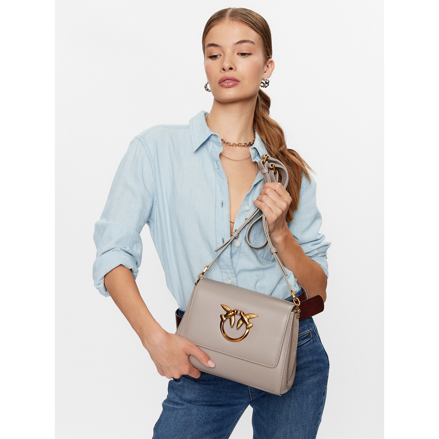 Pinko Kabelka Love Click Crossbody Classic. PE 23 PLTT 100791 A0Q1 Šedá - Pepit.cz