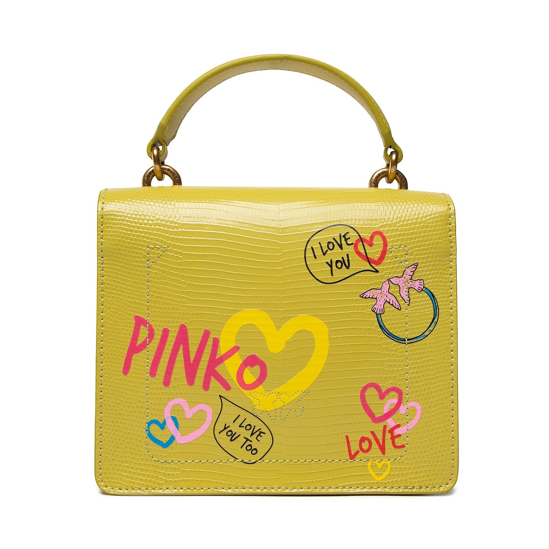 Pinko Kabelka Love Mini Top Handle Street Art Love AI 22-23 PLTT 1P22W6 A043 Zelená - Pepit.cz