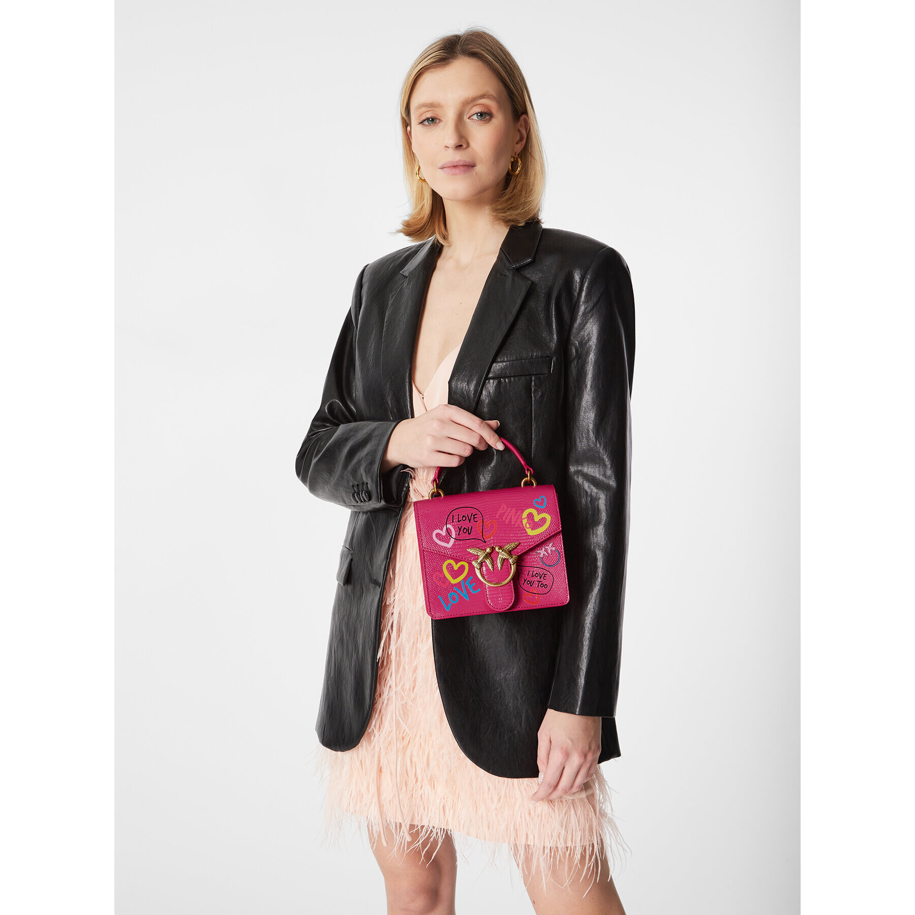 Pinko Kabelka Love Mini Top Handle Street Art Love Al 22-23 PLTT 1P22W6 A043 Růžová - Pepit.cz