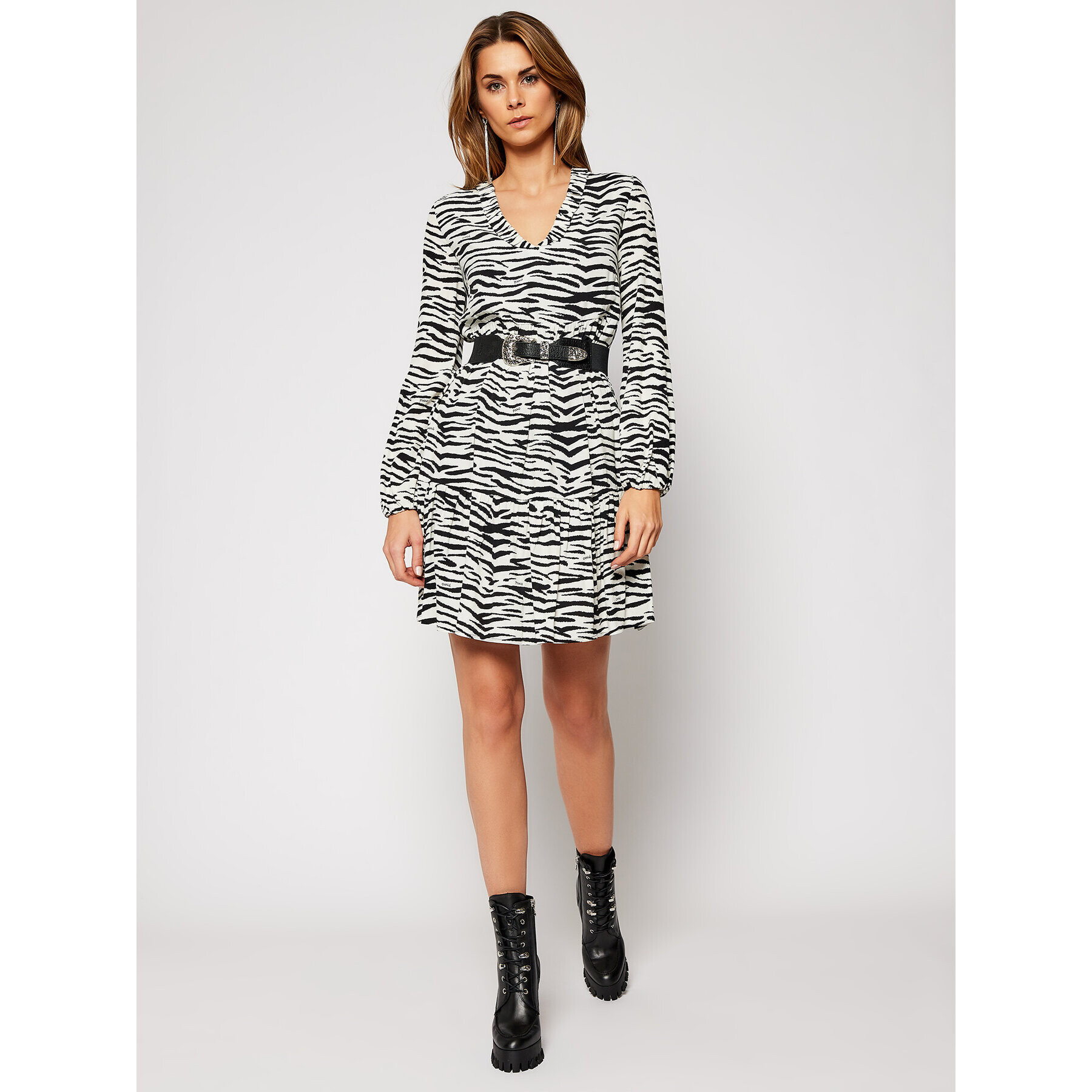 Pinko Každodenní šaty Zebra 20202 PRR 1N133V 8495 Bílá Regular Fit - Pepit.cz